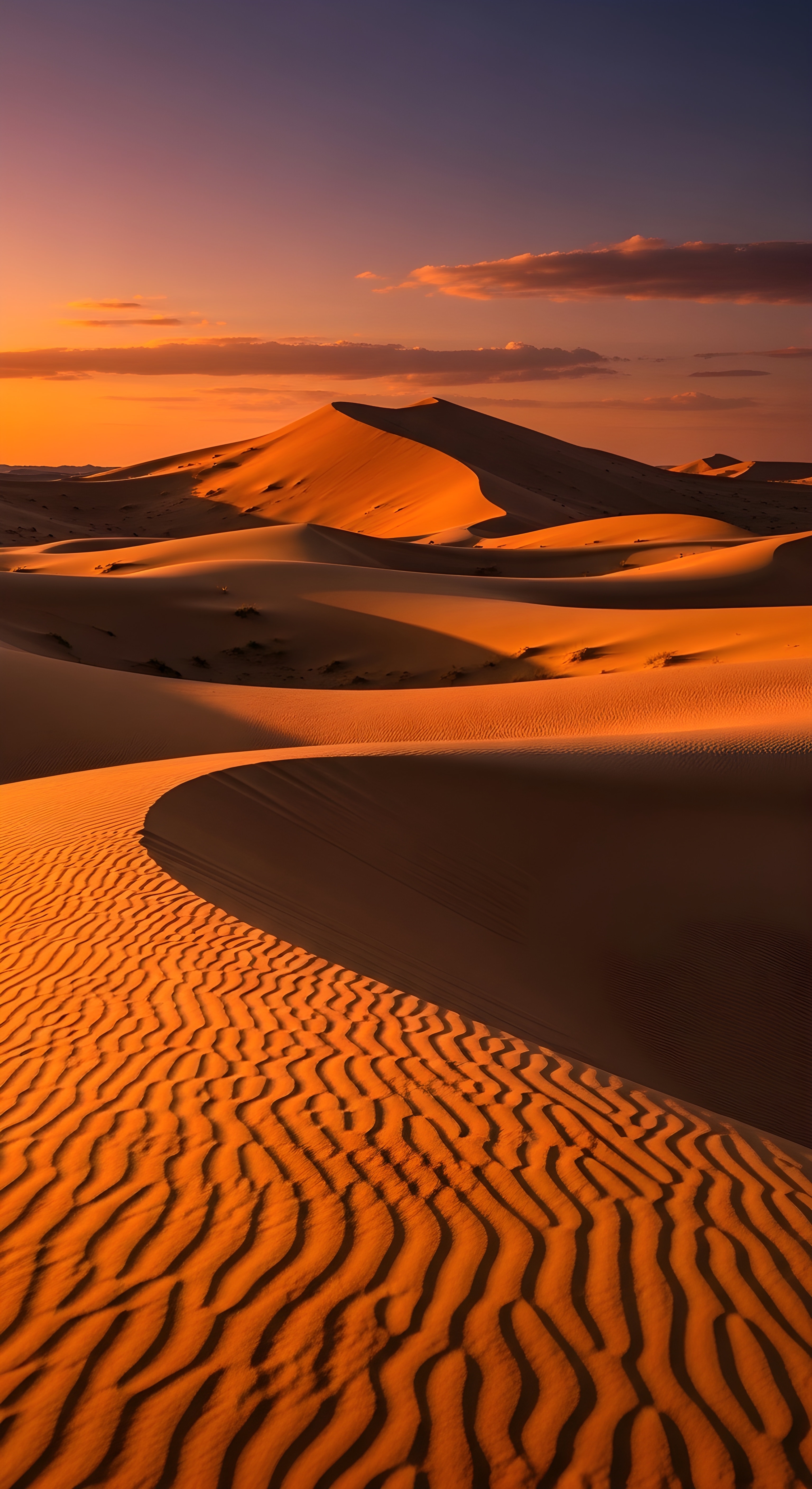 Aesthetic Desert Sunset Wallpaper HD 4K - Golden Sand Dunes Background
