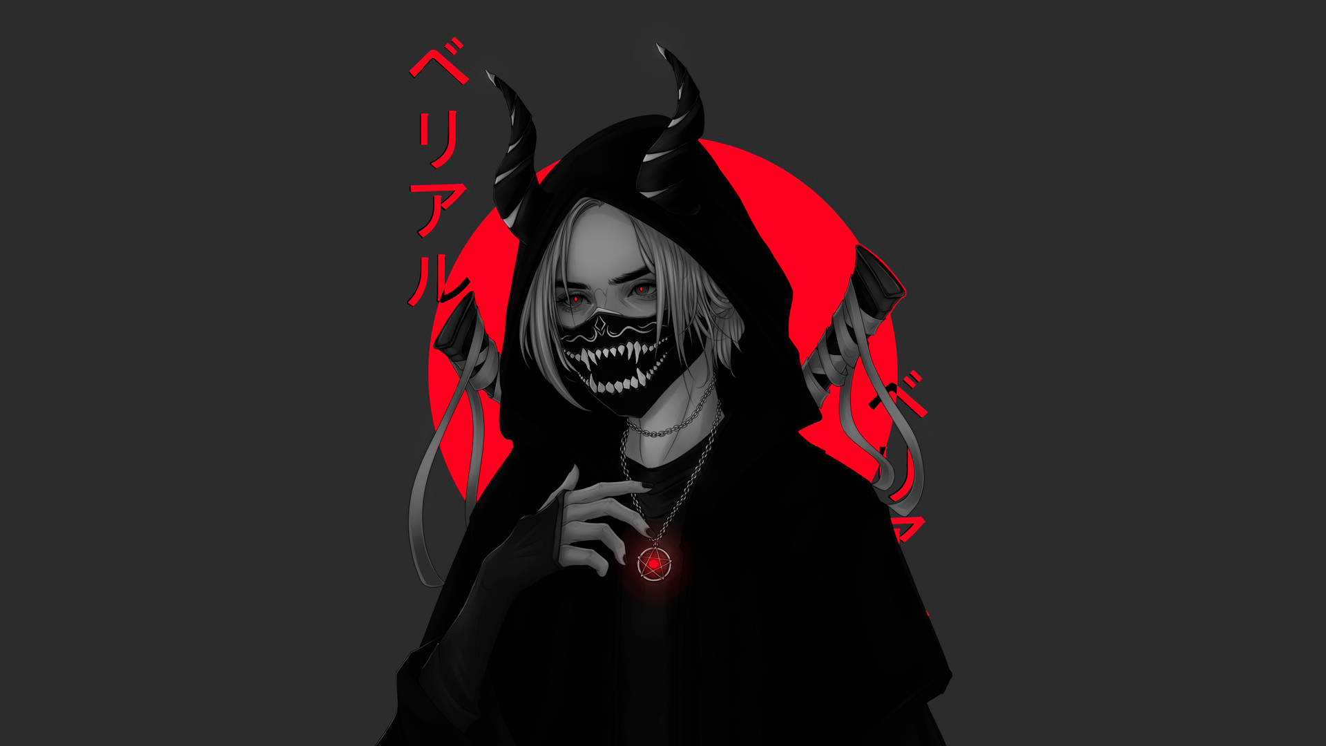 Cool Dark Anime Demon Wallpaper HD 4K Aesthetic Oni Mask Art