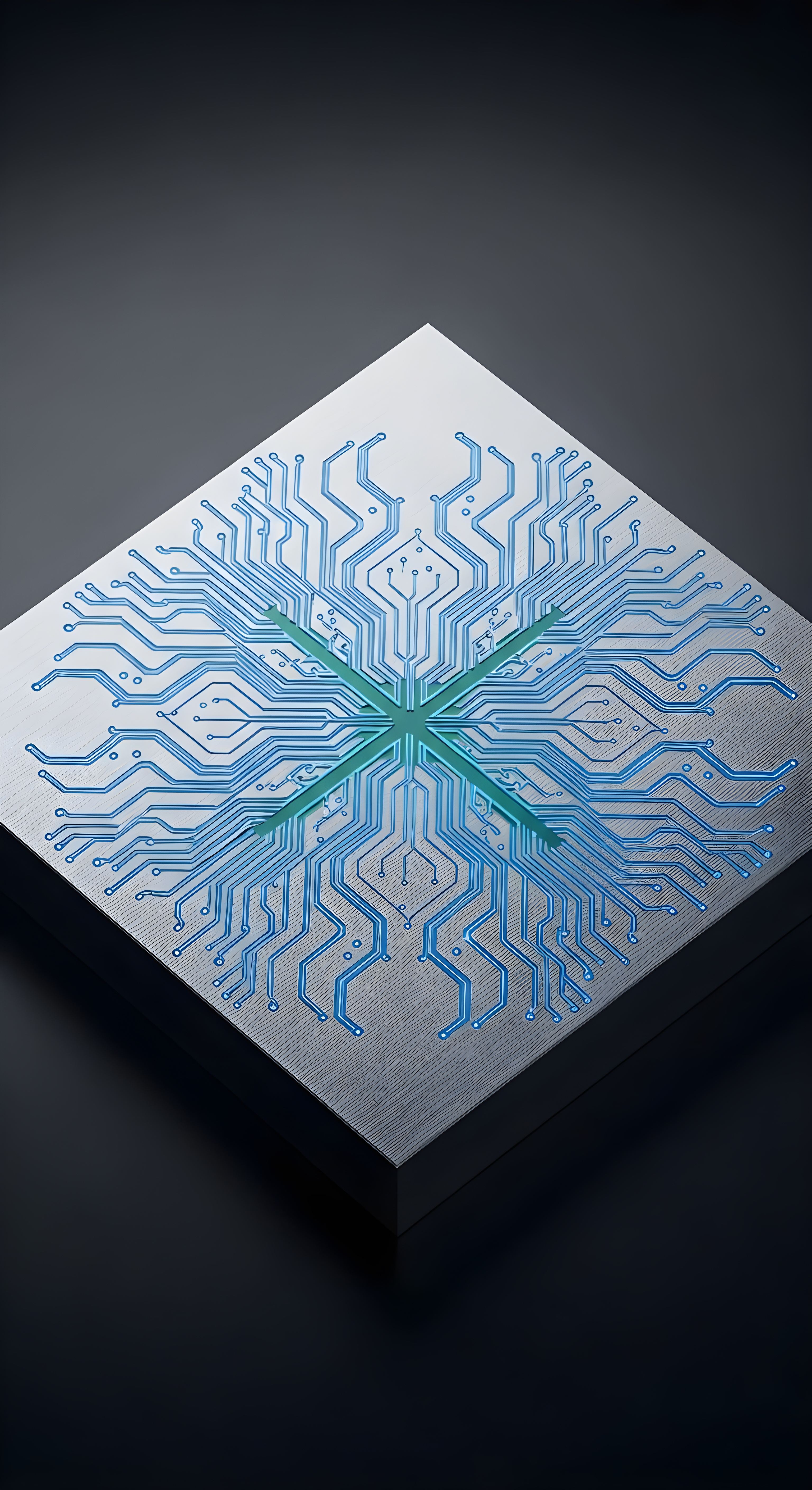 Futuristic Blue Circuitry Microchip Wallpaper HD 4K Aesthetic Tech