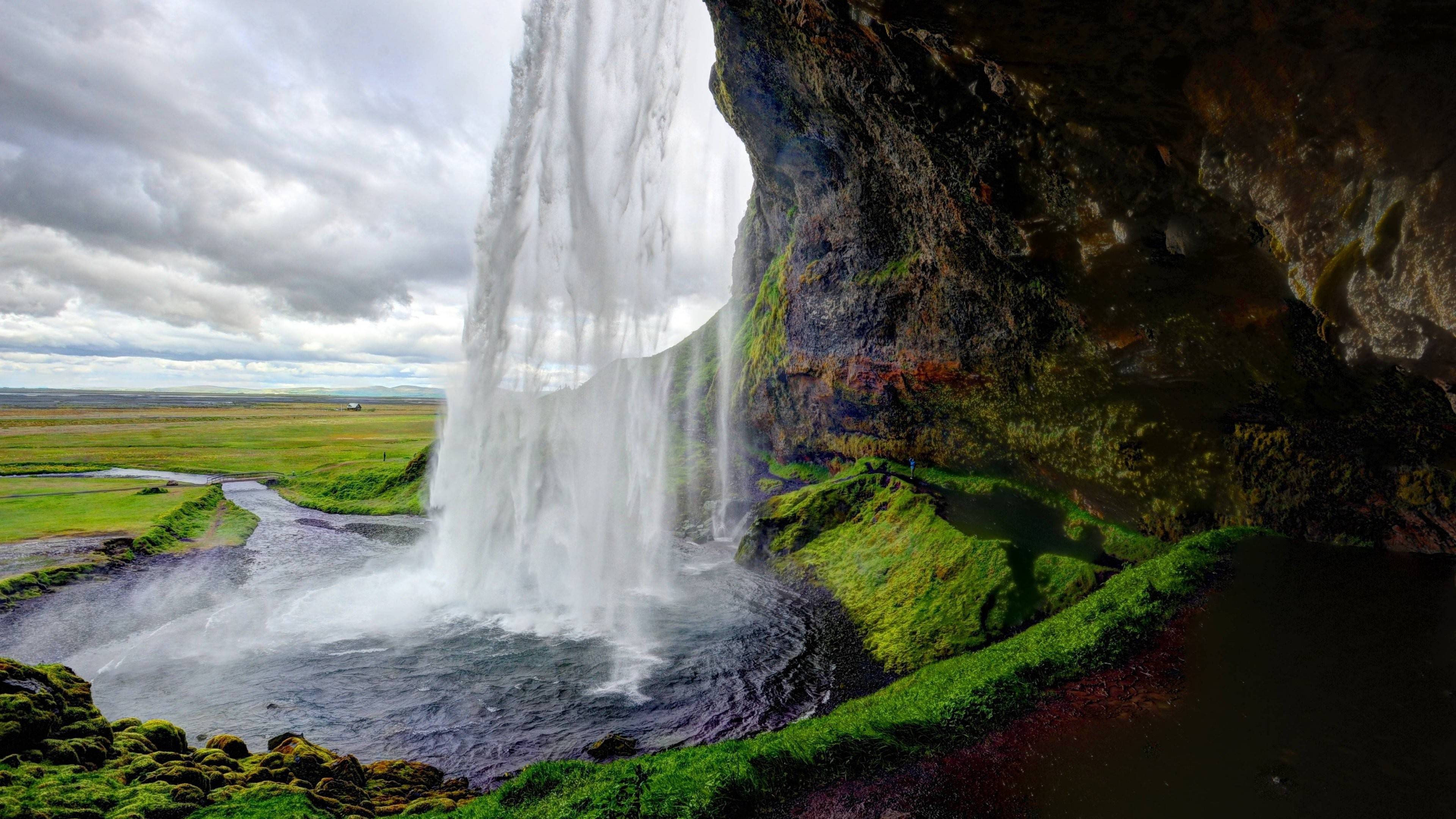 Majestic Seljalandsfoss Waterfall Iceland Wallpaper HD 4K Scenic Nature