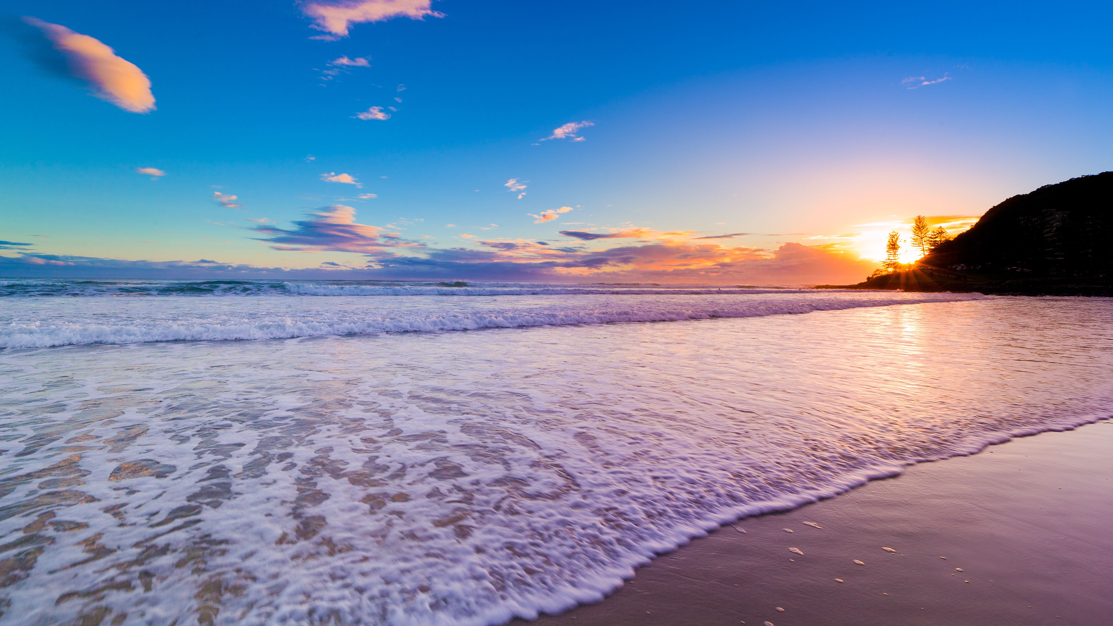 Beautiful Ocean Sunset Beach Wallpaper HD 4K - Aesthetic Coastal View