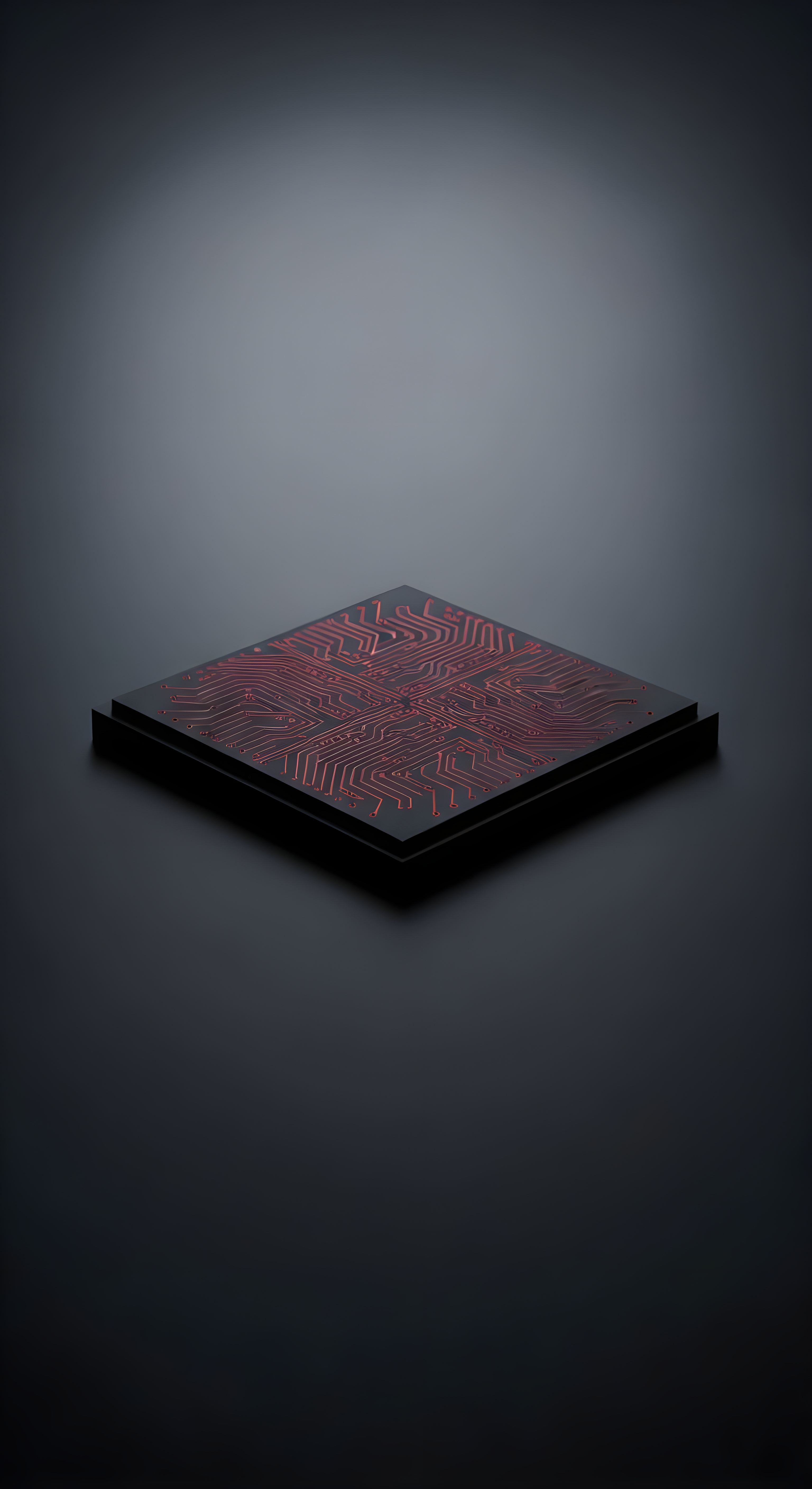 Futuristic Red Glowing CPU Chip Wallpaper HD 4K Aesthetic Tech