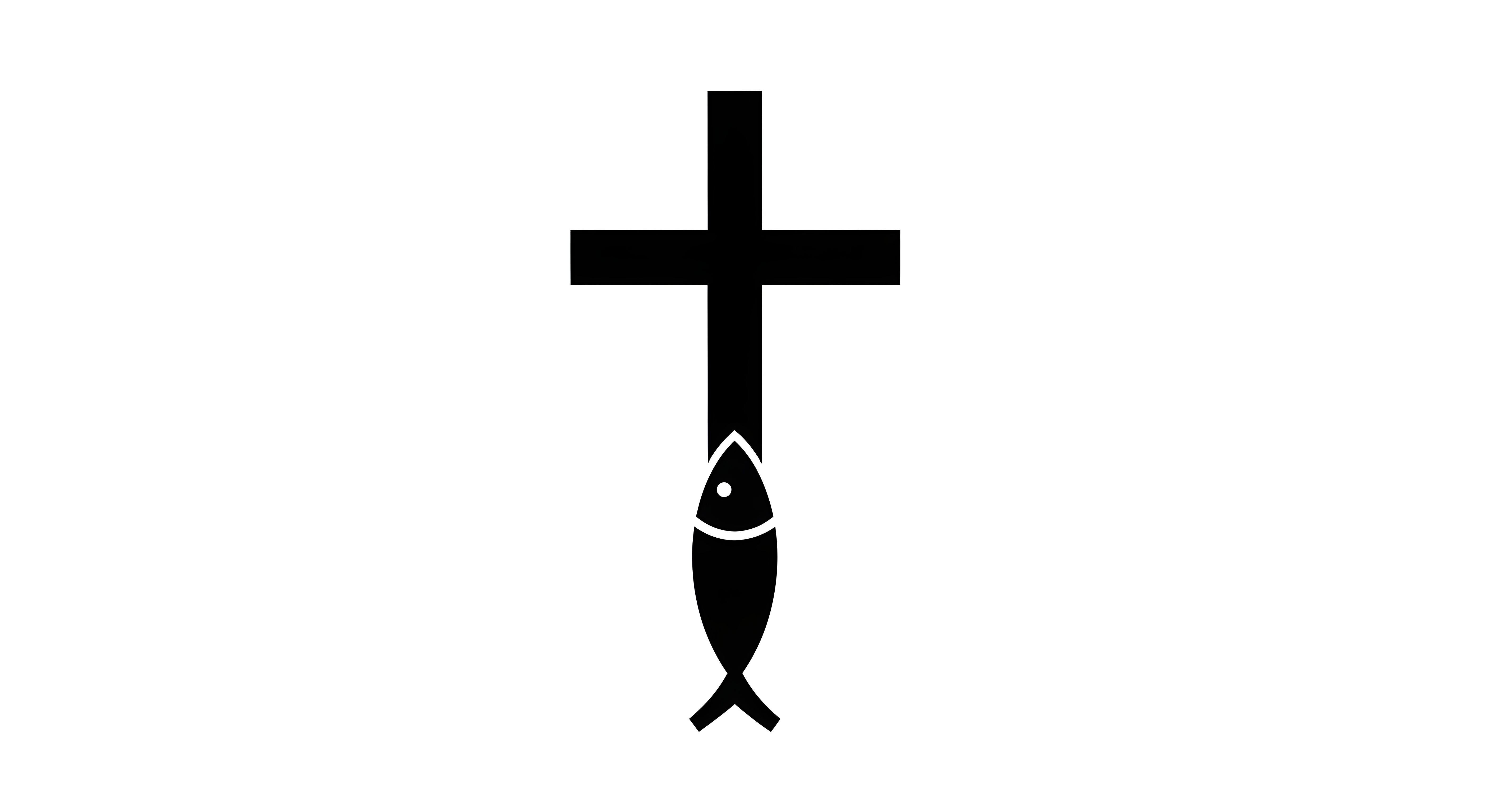 Minimalist Christian Cross and Fish Wallpaper HD 4K Aesthetic