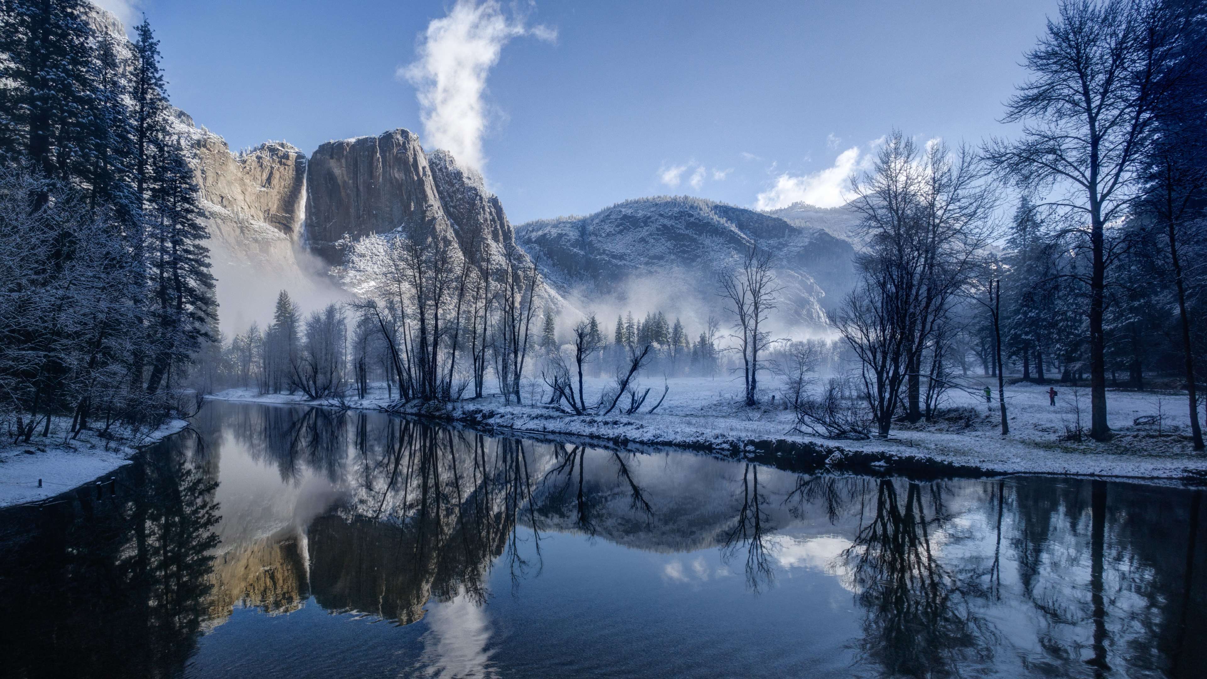 Aesthetic Yosemite Winter Landscape Wallpaper HD 4K Nature Scene