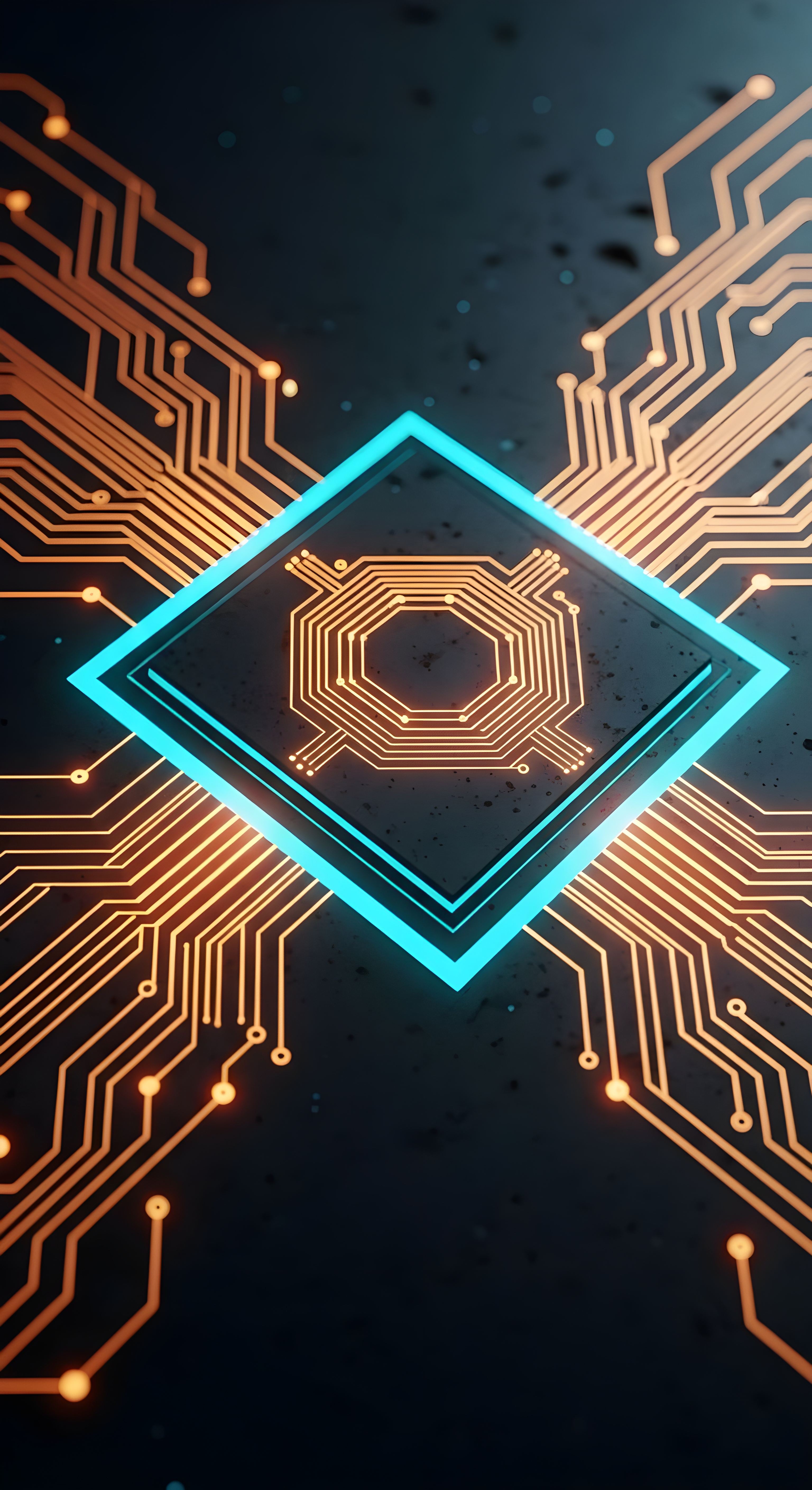Futuristic Circuit Board Wallpaper HD 4K - Glowing Cyberpunk Aesthetic