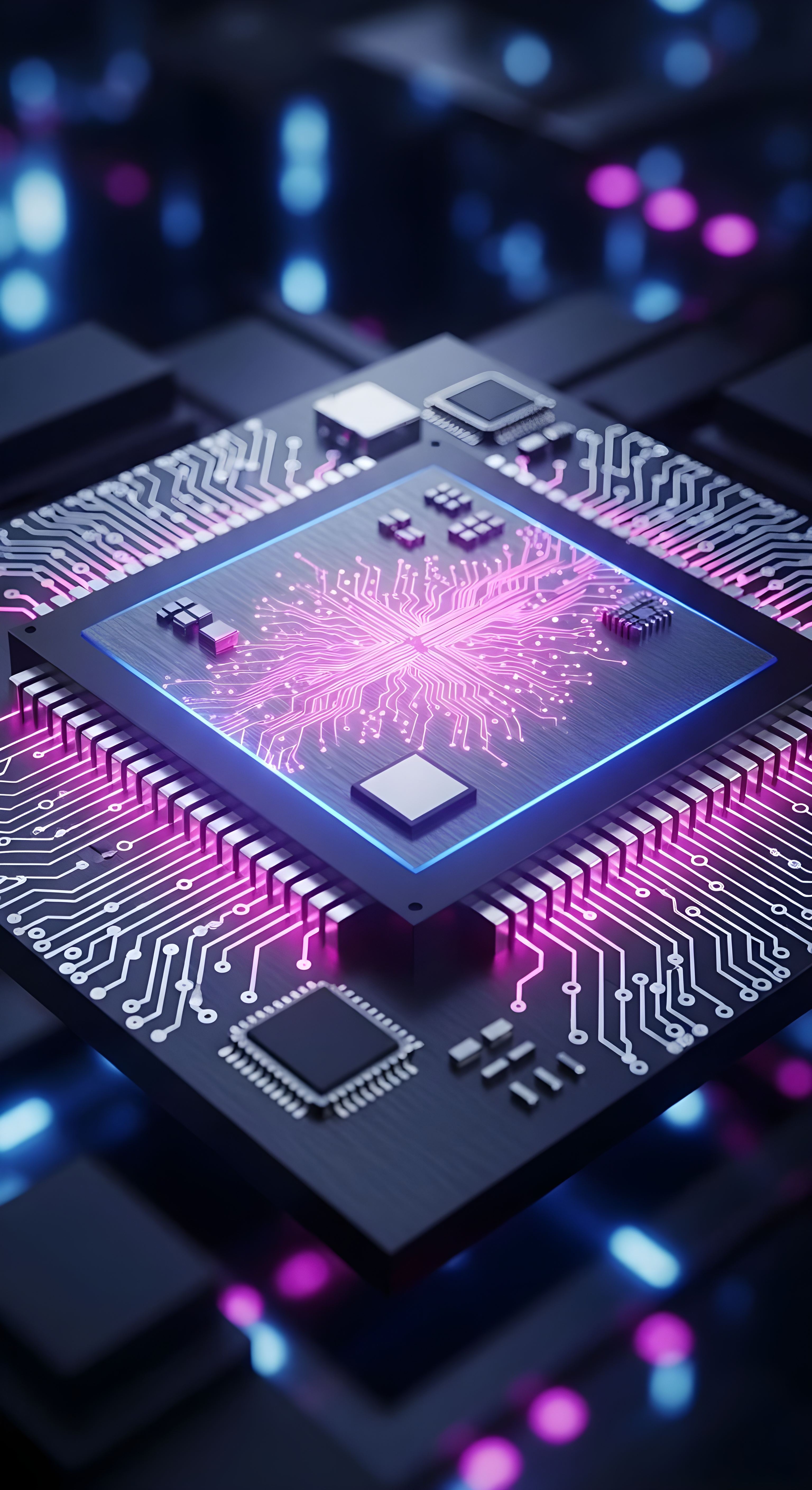 Futuristic Cyberpunk CPU Wallpaper HD 4K Aesthetic Tech Background