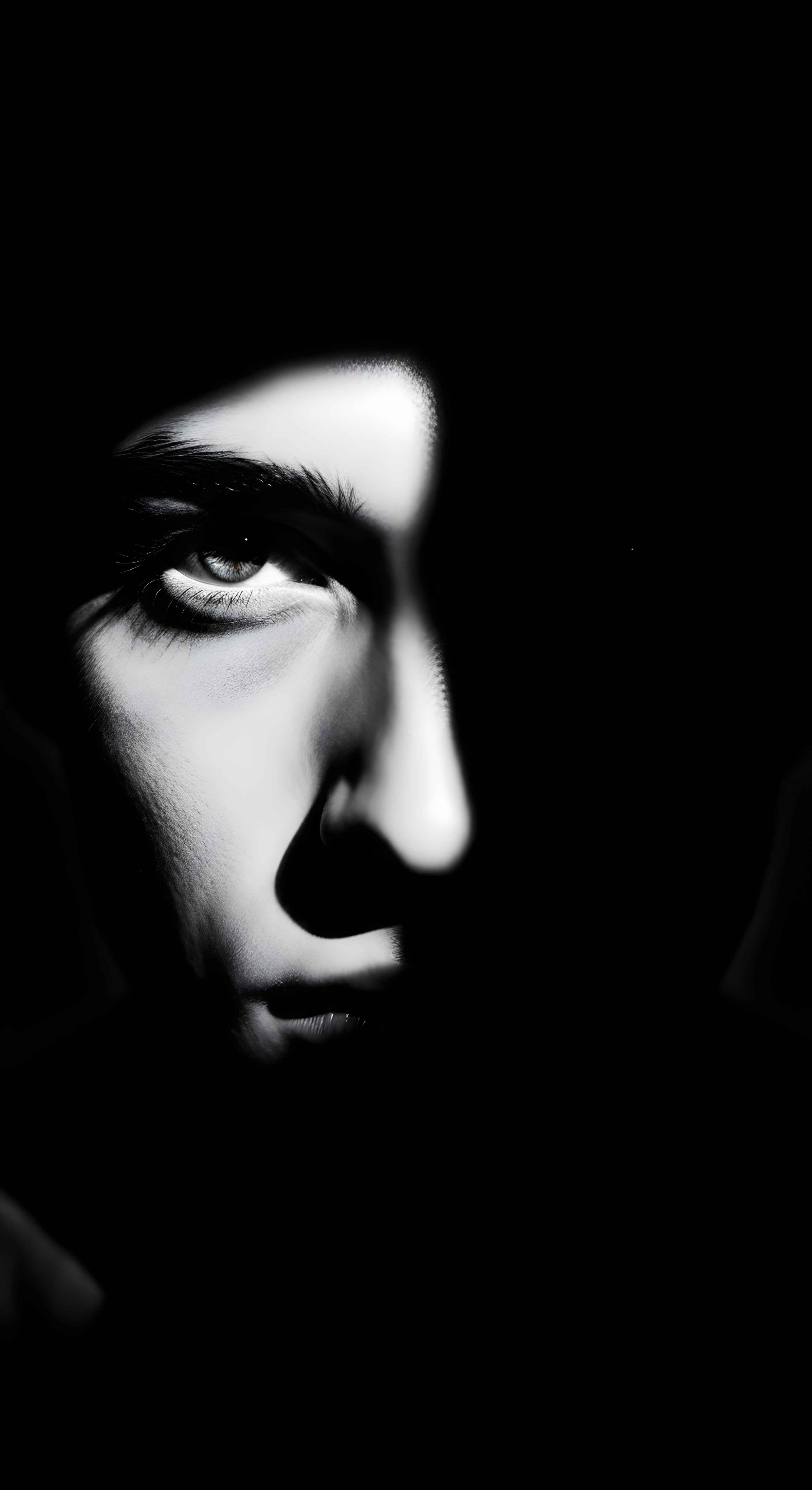 Dramatic Shadow Portrait Wallpaper HD 4K - Aesthetic Dark Face Art