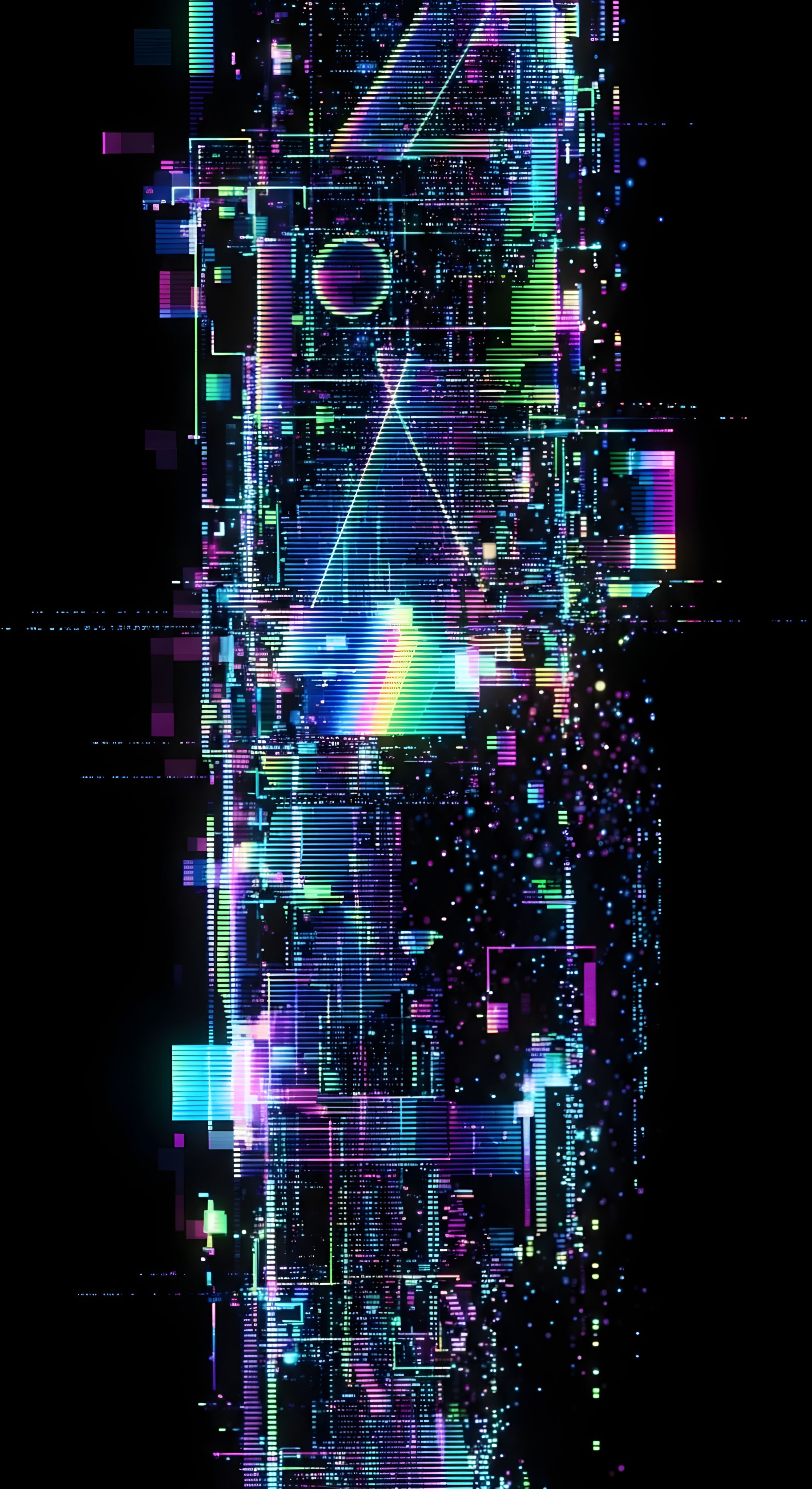 Futuristic Neon Glitch Art Aesthetic Wallpaper HD 4K for Mobile