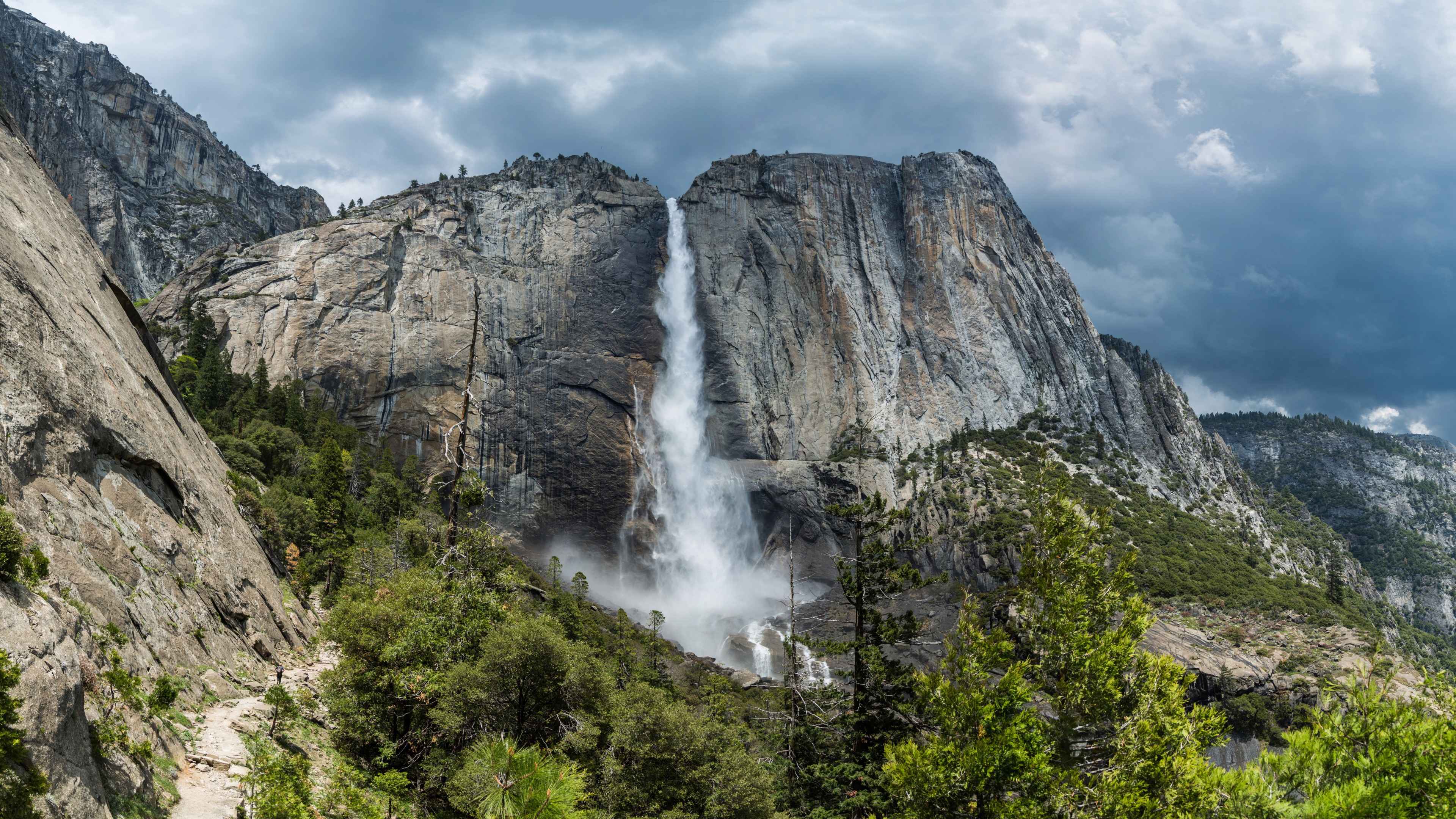 Majestic Yosemite Waterfall Wallpaper HD 4K Aesthetic Nature Scene
