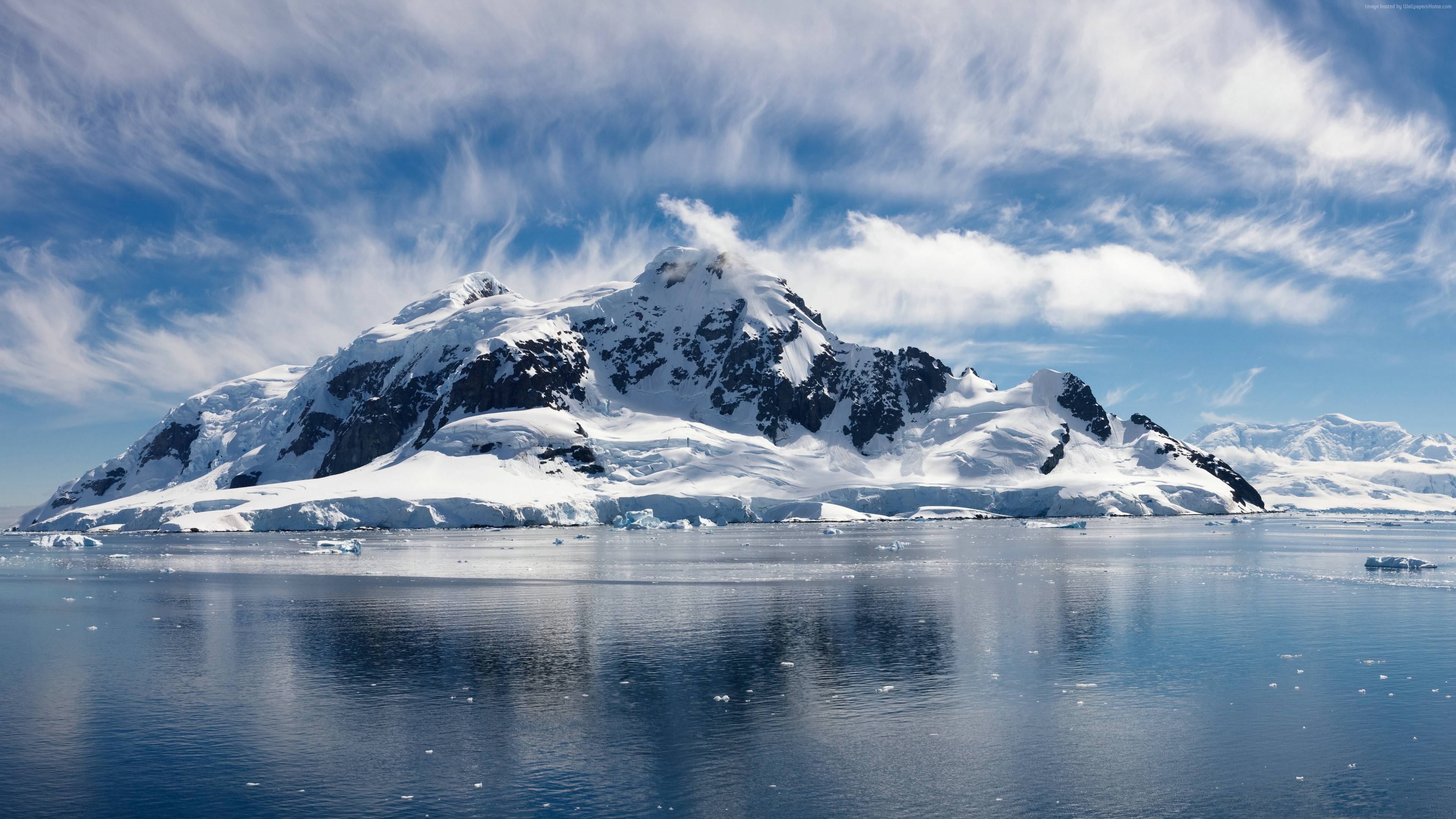 Stunning Antarctica Mountain Reflection Wallpaper HD 4K Aesthetic Landscape