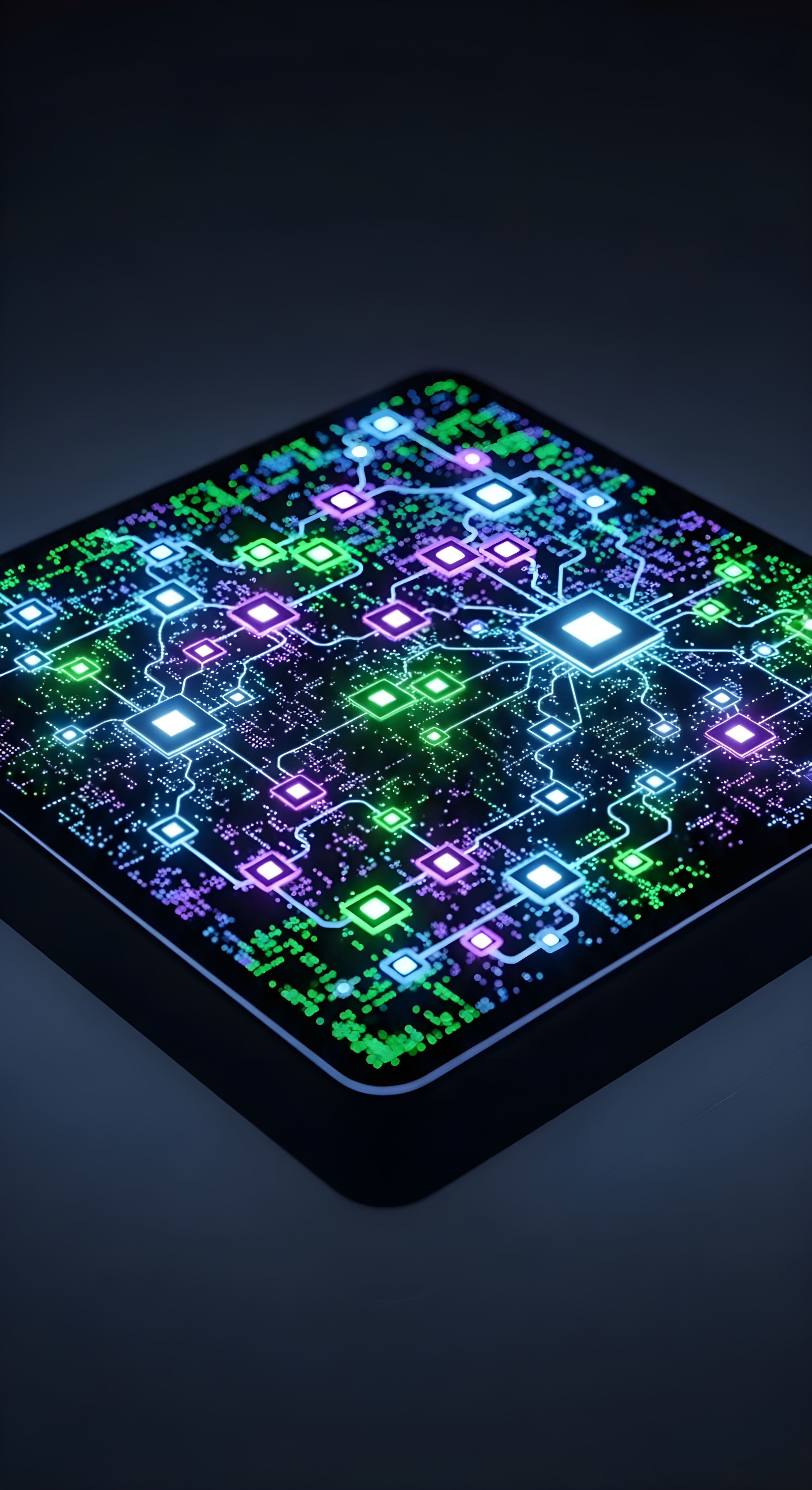 Futuristic Neon Circuit Board Wallpaper HD 4K - Aesthetic Tech Art