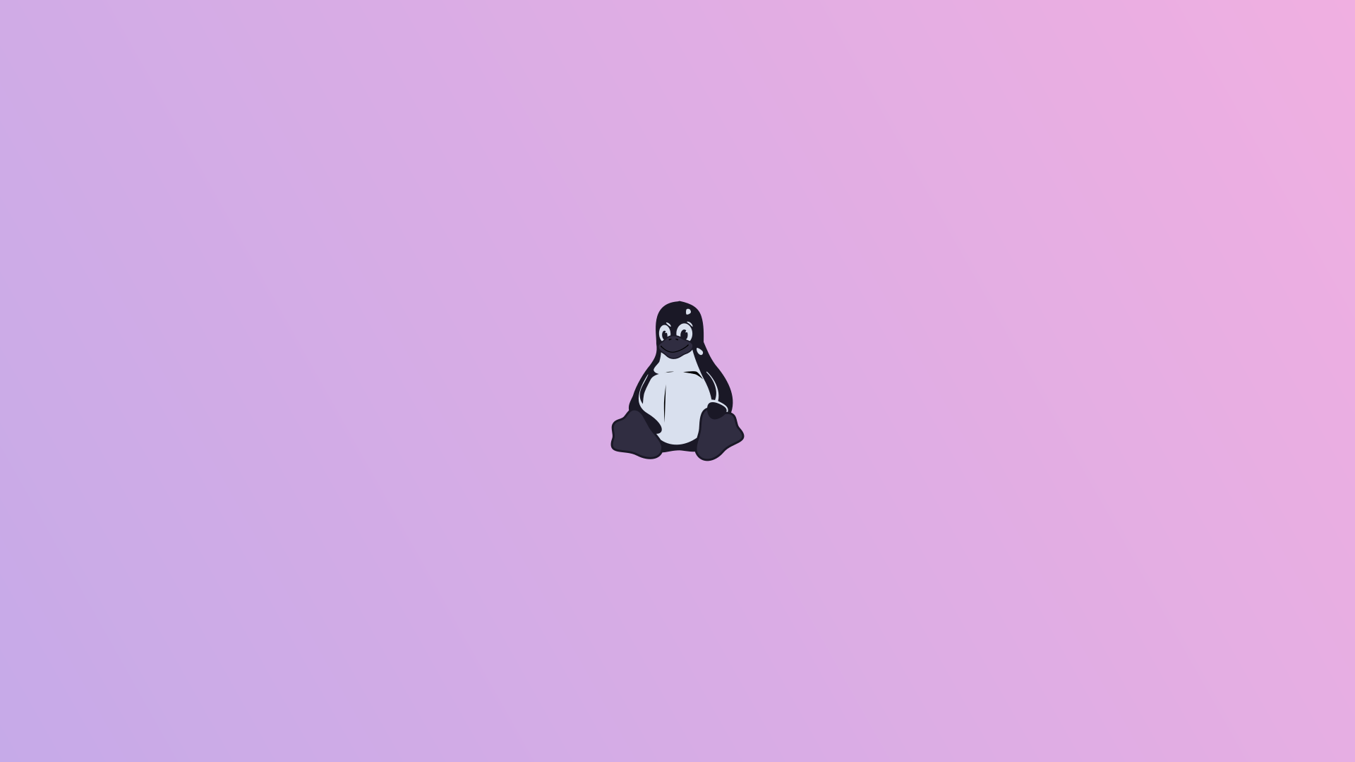 Minimalist Linux Tux Penguin Wallpaper HD 4K Aesthetic Purple Gradient