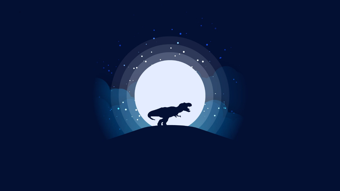Cool T-Rex Dinosaur Silhouette Moon Wallpaper HD 4K Aesthetic Dark Blue