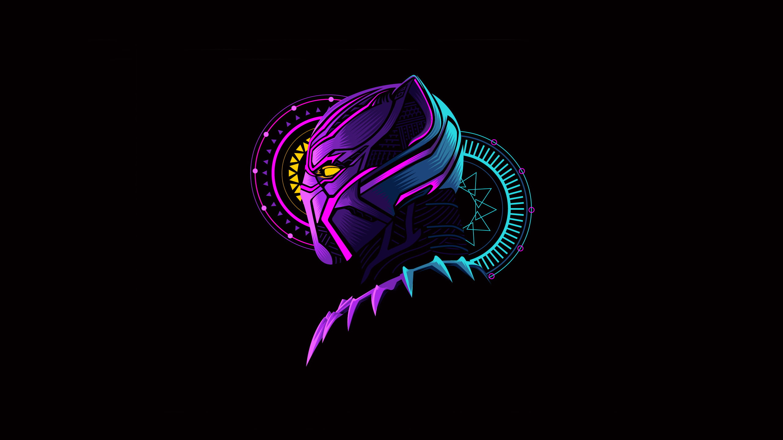 Black Panther Neon Art Wallpaper HD 4K - Cool Superhero Aesthetic