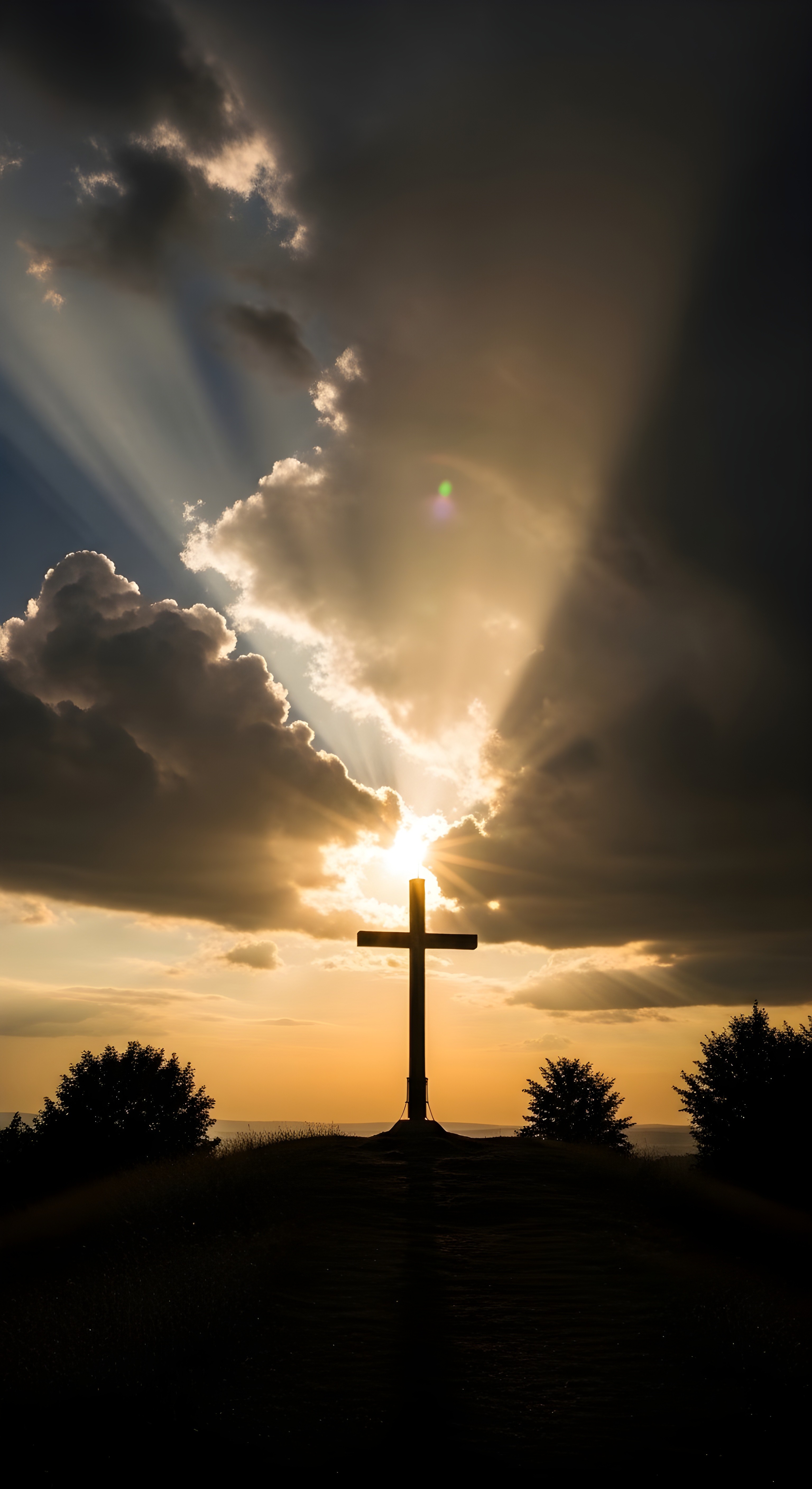 Inspirational Cross Sunset Wallpaper HD 4K Aesthetic Spiritual Background