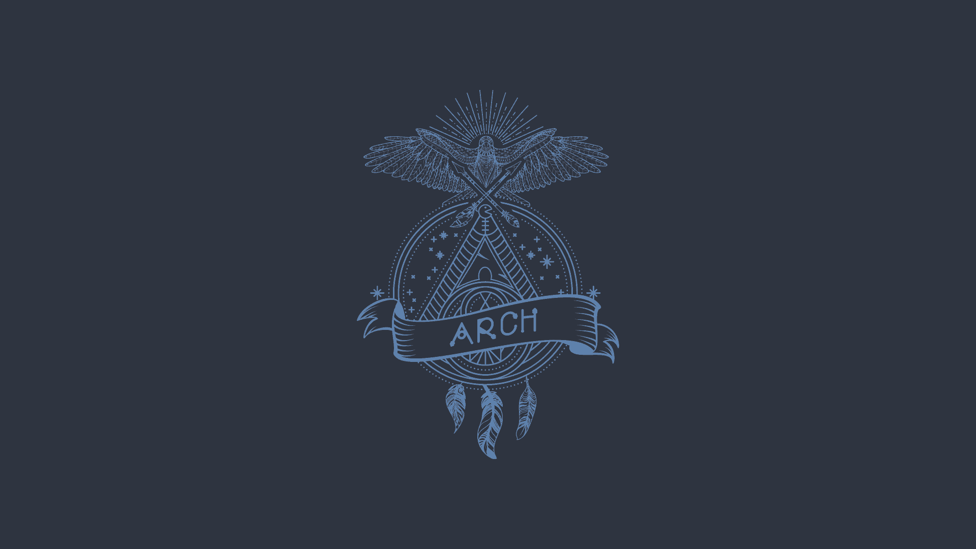 Cool Dark Blue Tribal Eagle Aesthetic Wallpaper HD 4K Minimalist