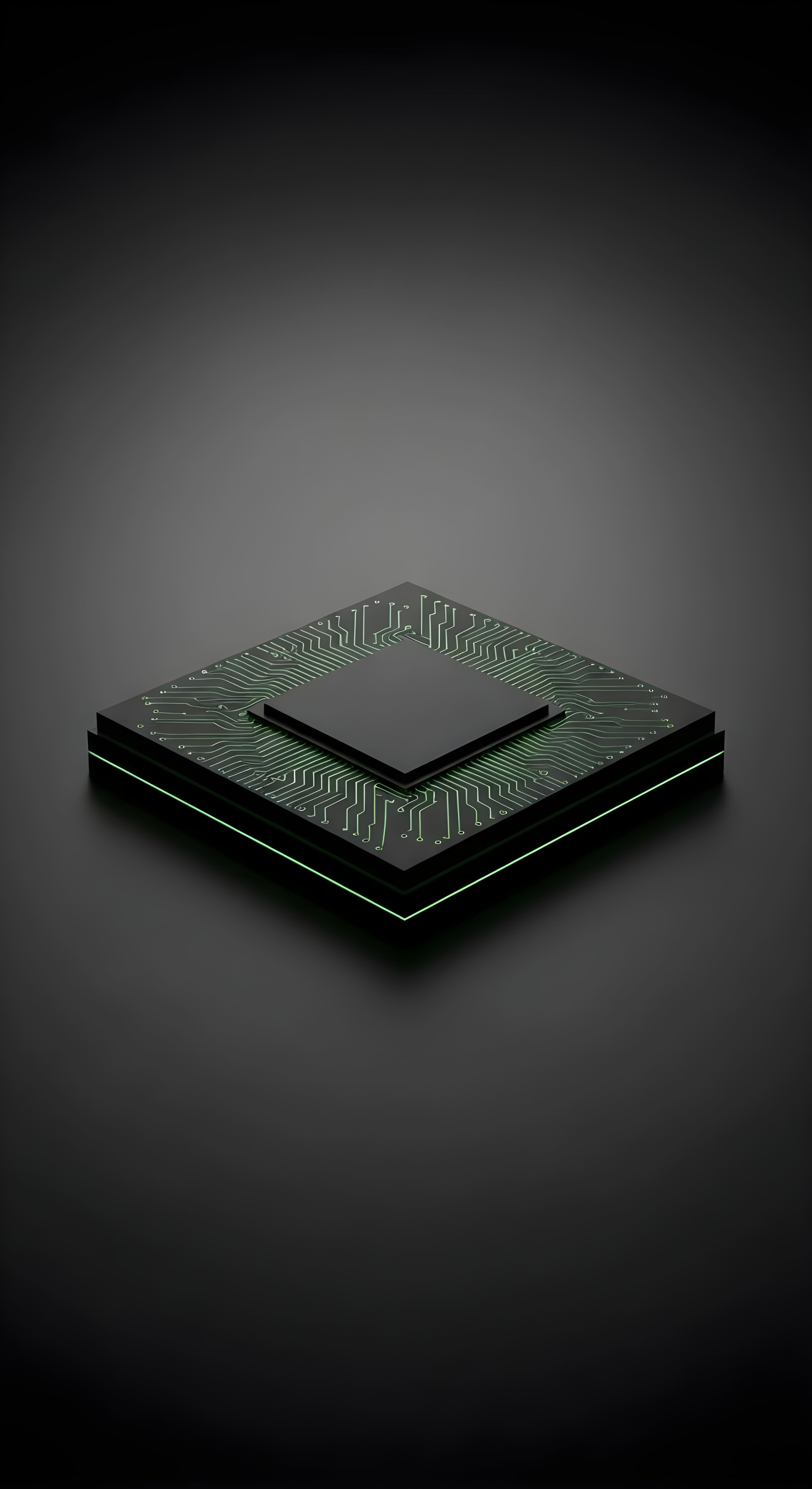 Dark Minimalist CPU Microchip Wallpaper 4K - Aesthetic Tech Background