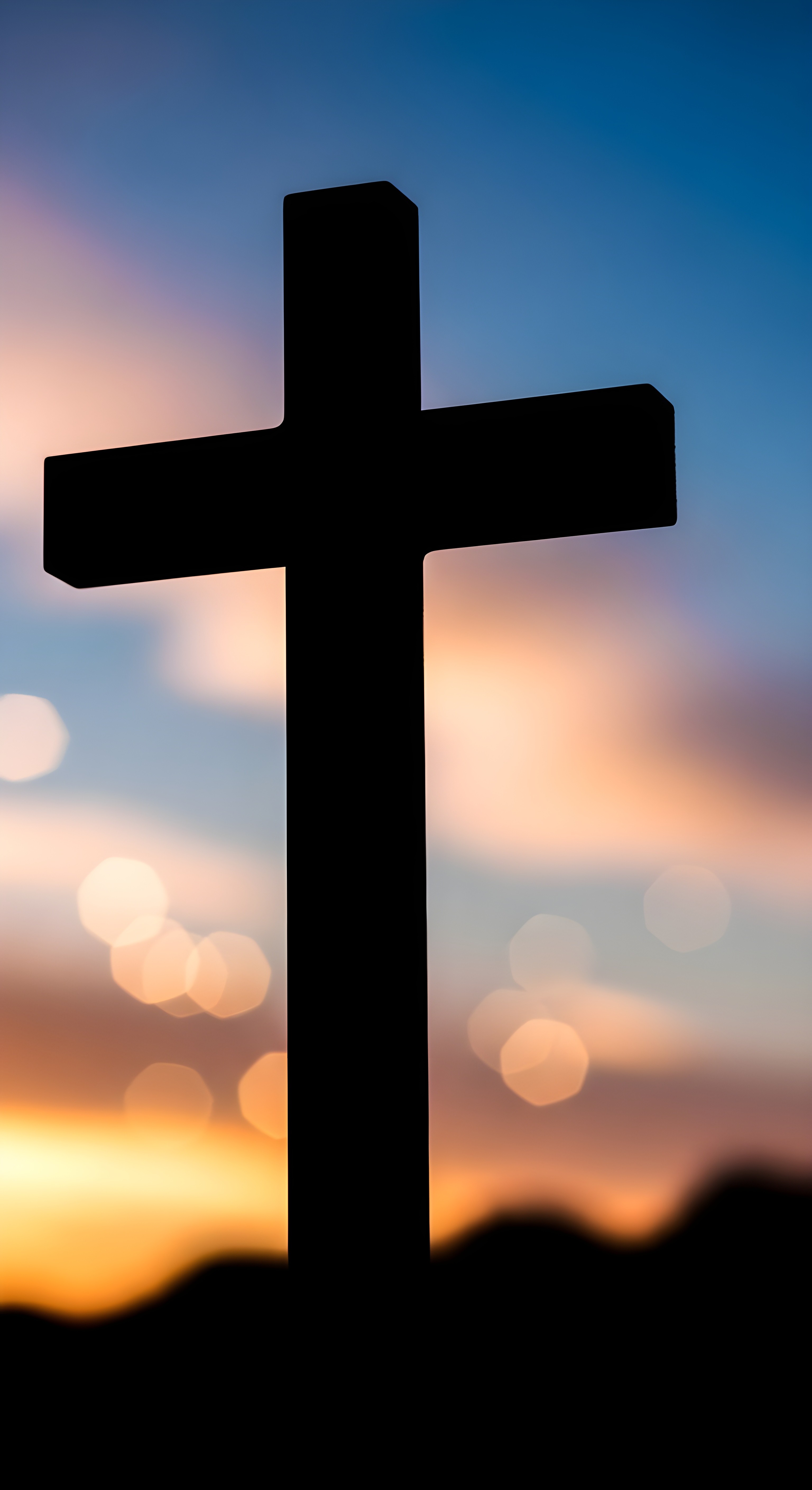Aesthetic Cross Sunset Wallpaper HD 4K - Spiritual & Peaceful Background