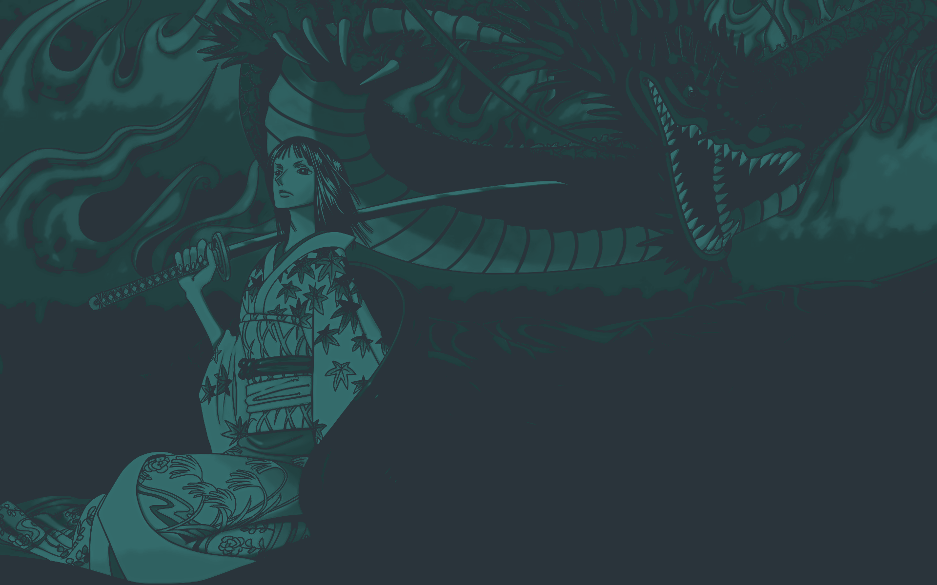 Cool Aesthetic Anime Samurai Woman with Dragon HD 4K Wallpaper for PC