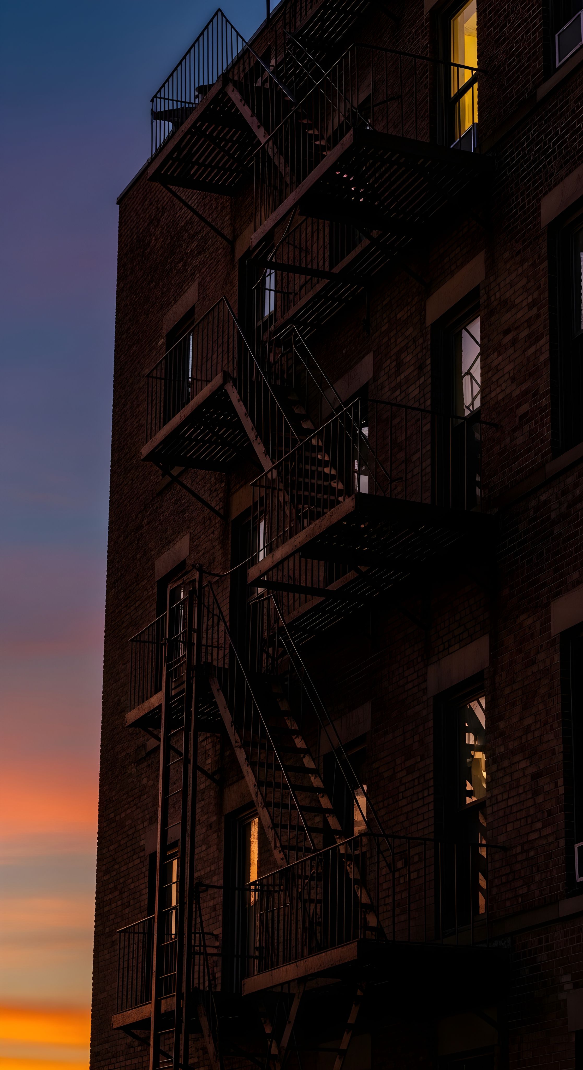 Aesthetic Urban Fire Escape Sunset Wallpaper HD 4K City Vibes
