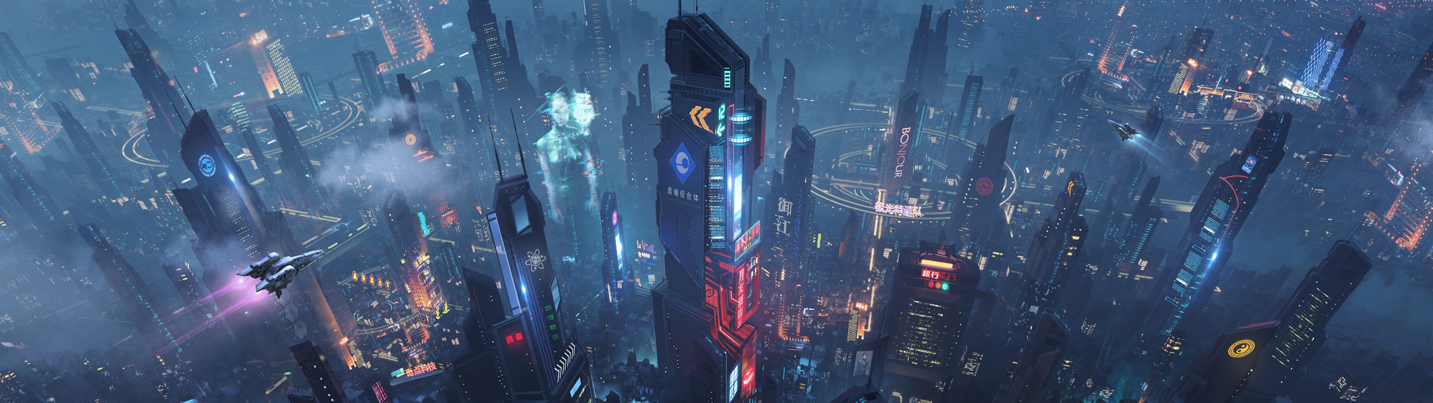 Cyberpunk Cityscape Wallpaper HD 4K - Aesthetic Futuristic Sci-Fi Night City