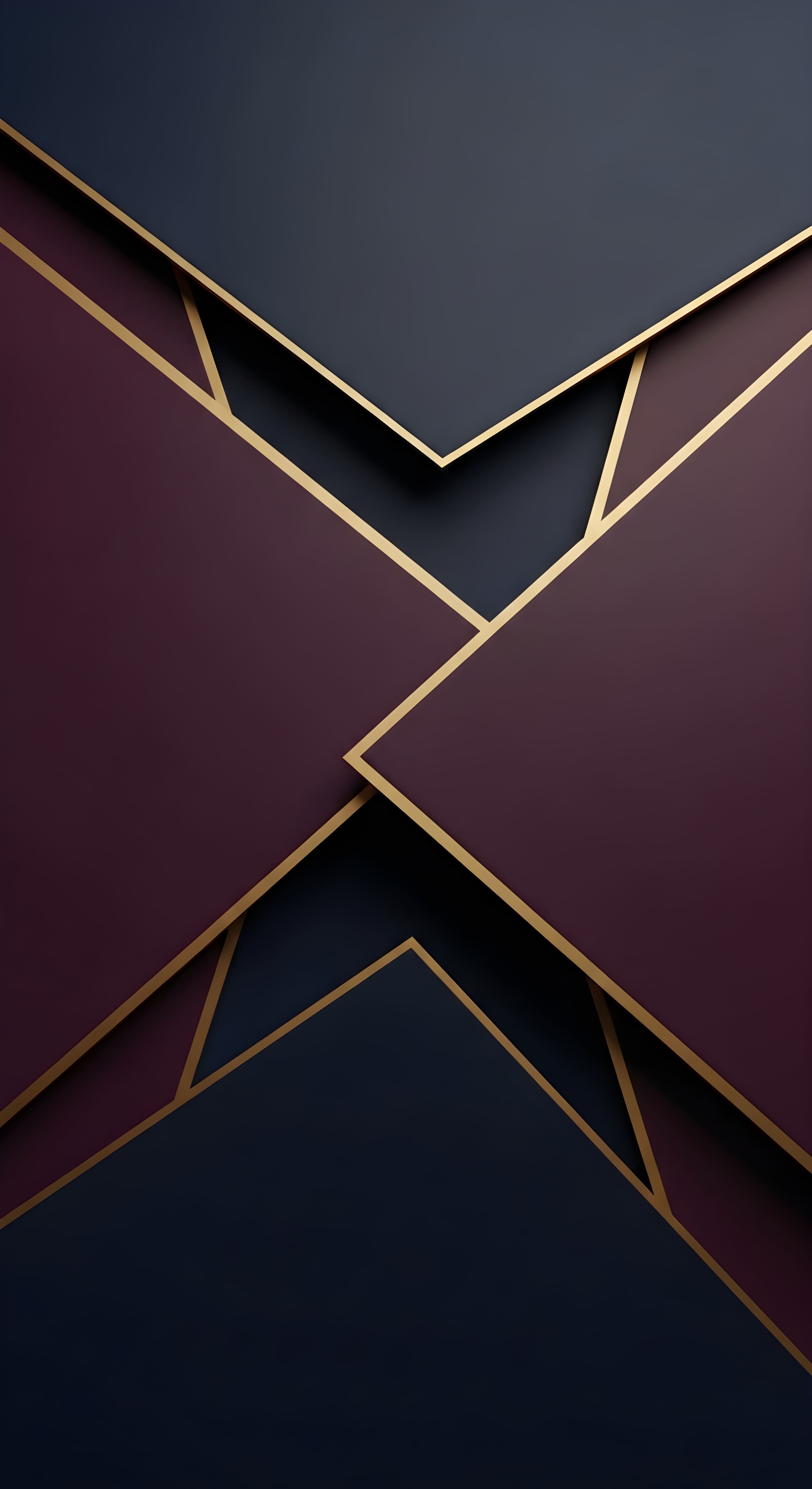 Abstract Geometric Wallpaper HD 4K - Aesthetic Dark Blue & Gold Luxury Background