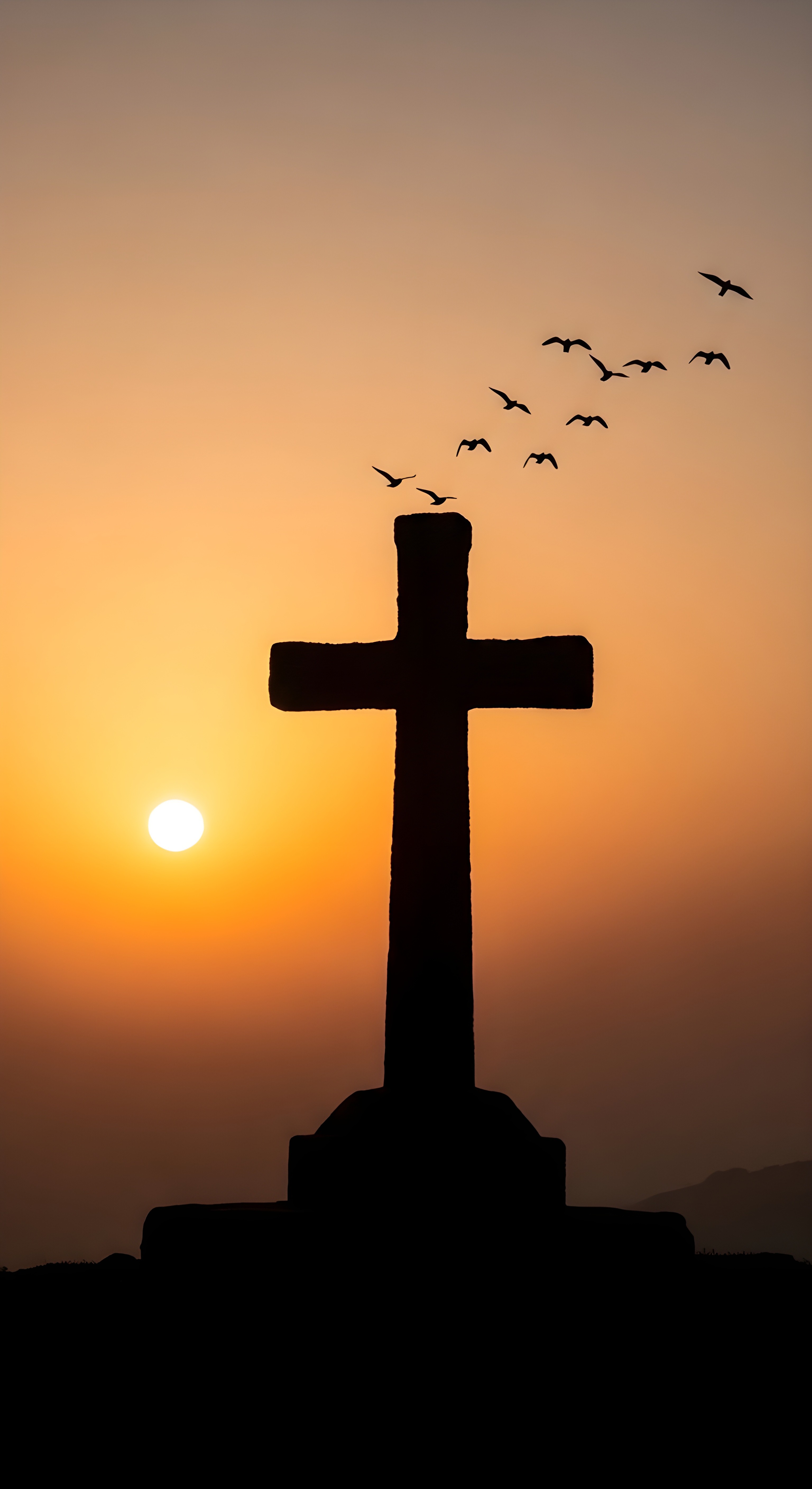 Aesthetic Christian Cross Sunset Wallpaper HD 4K Spiritual