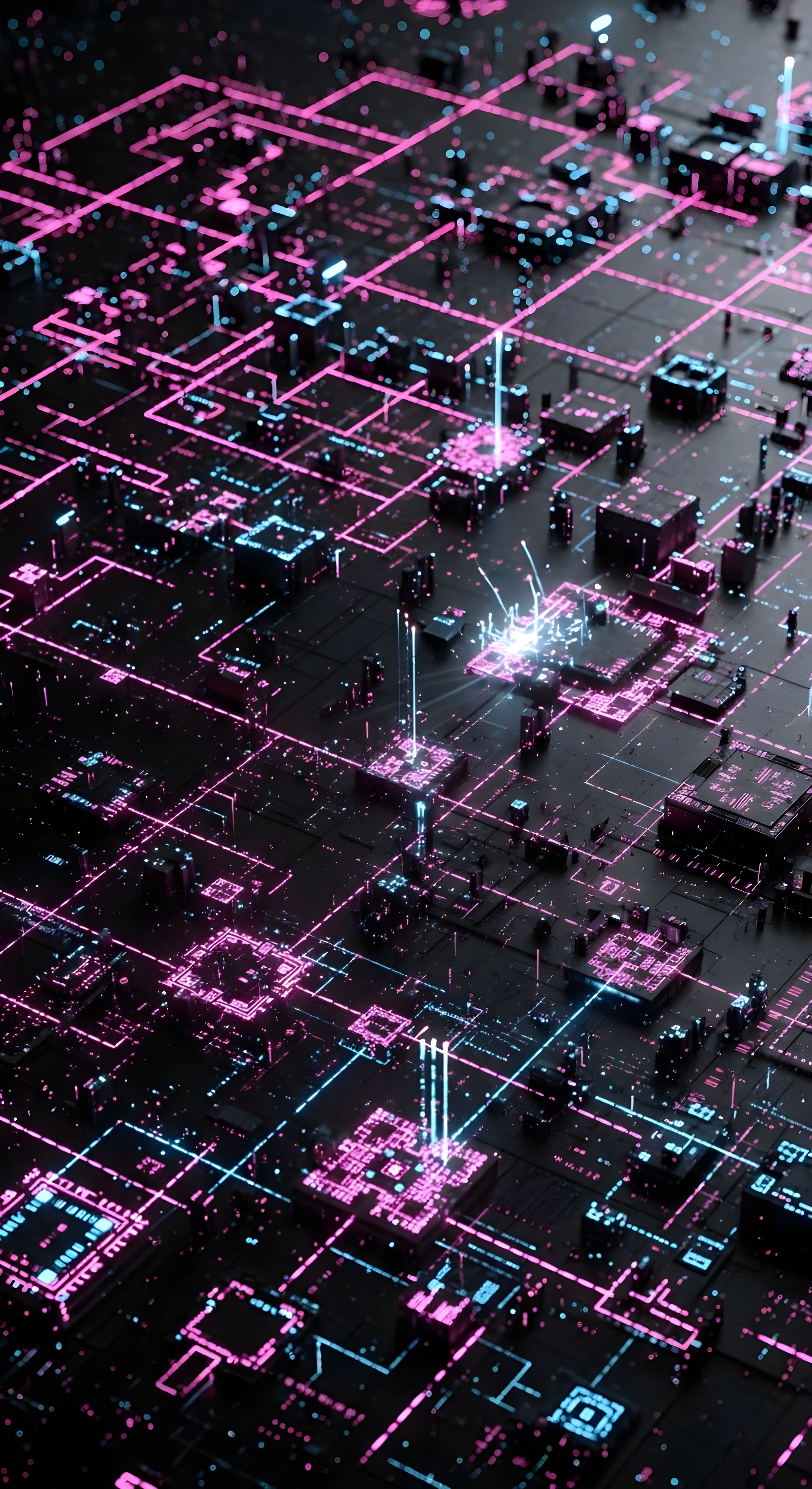 Futuristic Cyberpunk Circuit Board Wallpaper HD 4K Aesthetic