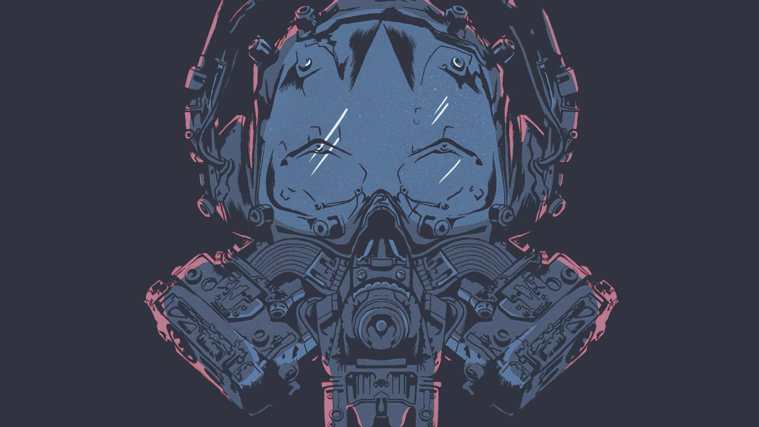 Cool Cyberpunk Skull Gas Mask Wallpaper HD 4K Aesthetic Art