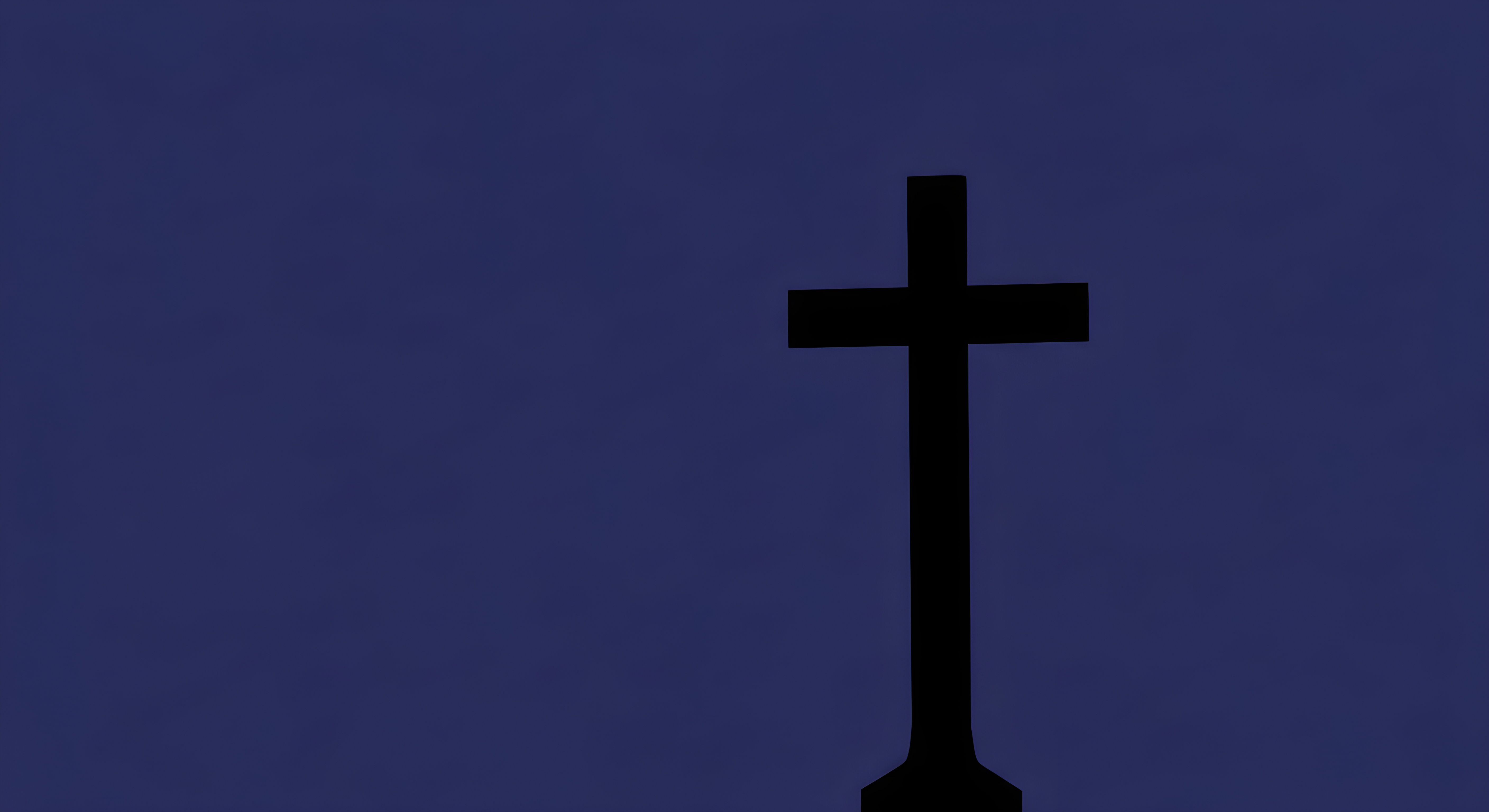 Aesthetic Silhouette Cross Wallpaper HD 4K - Minimalist Dark Blue Background