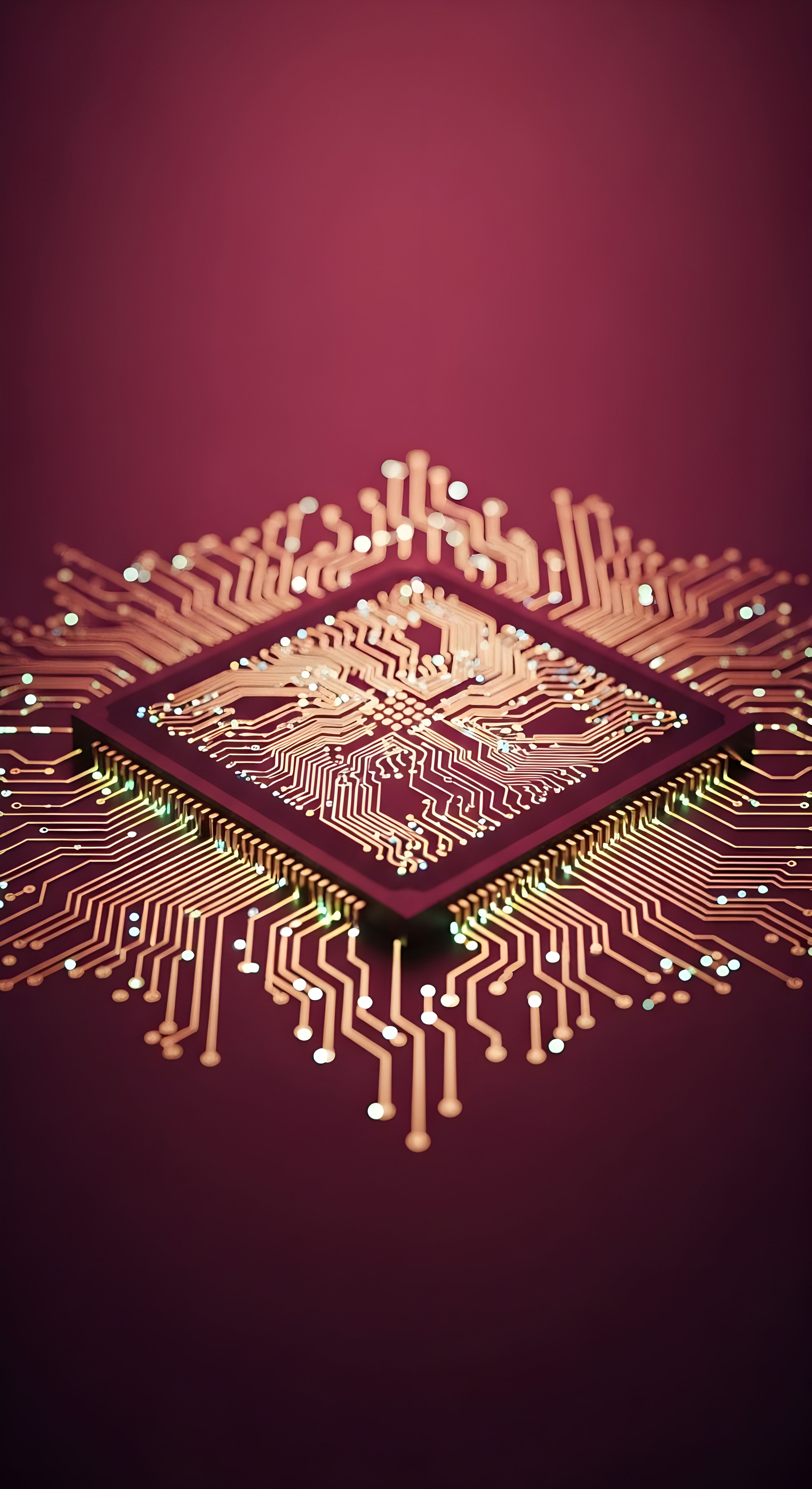 Tech Aesthetic Microchip 4K Wallpaper - Glowing CPU Circuit Background HD