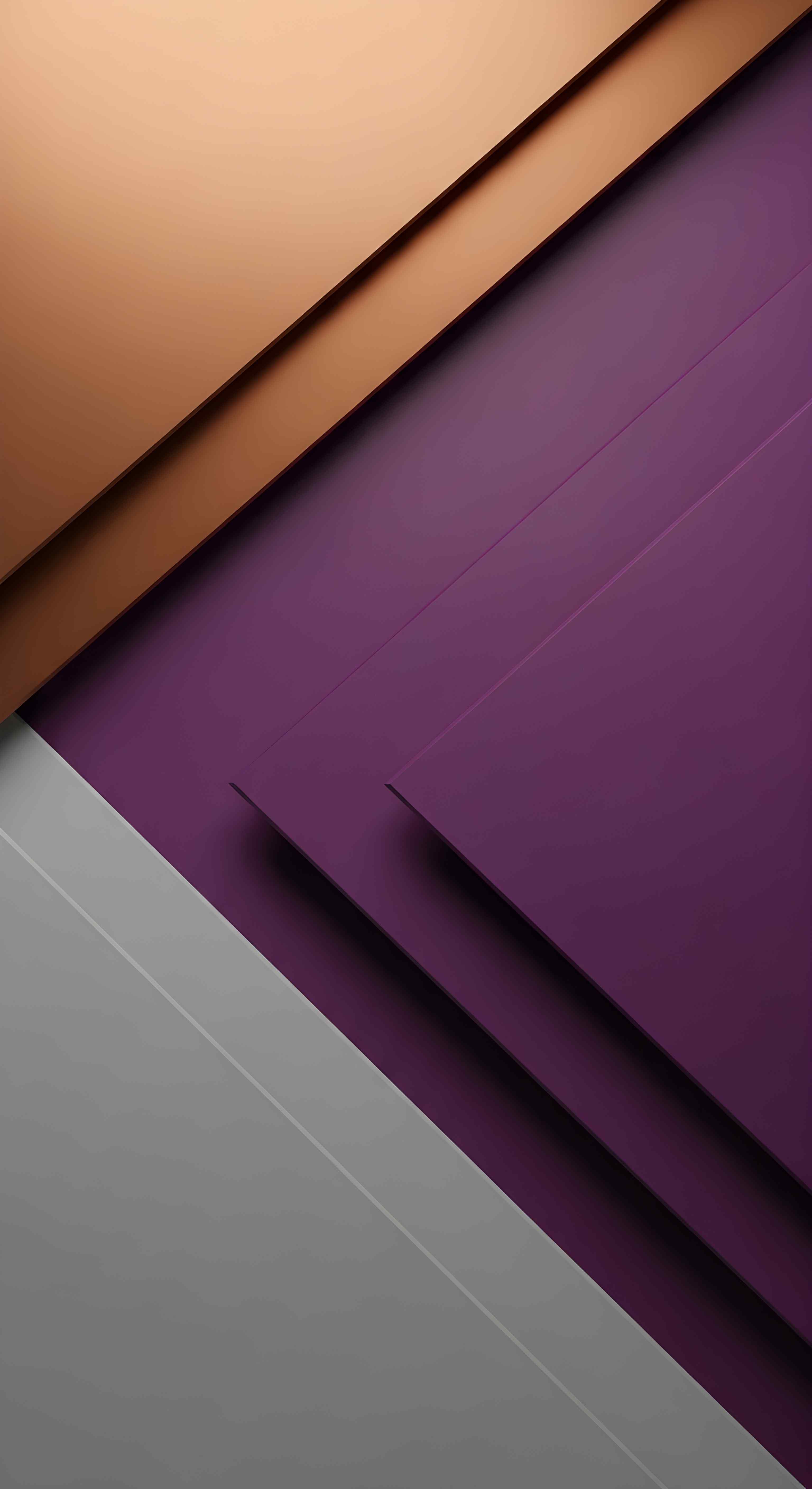 Aesthetic Abstract Geometric Layers Wallpaper HD 4K - Cool Purple & Copper