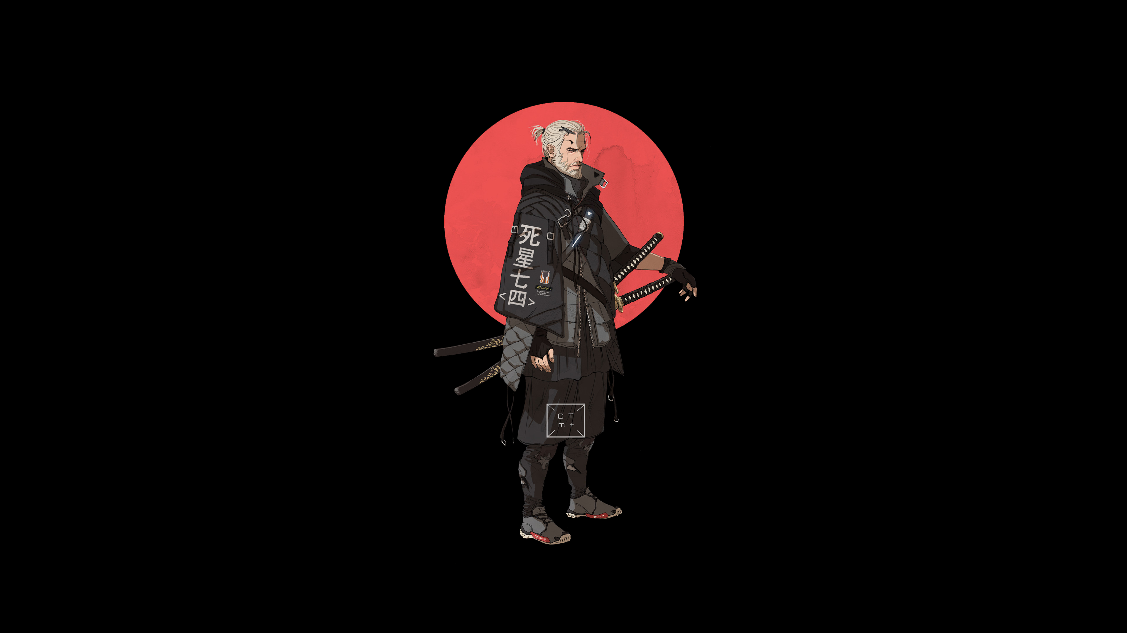 Cyberpunk Samurai Geralt Wallpaper HD 4K | Futuristic Witcher Aesthetic