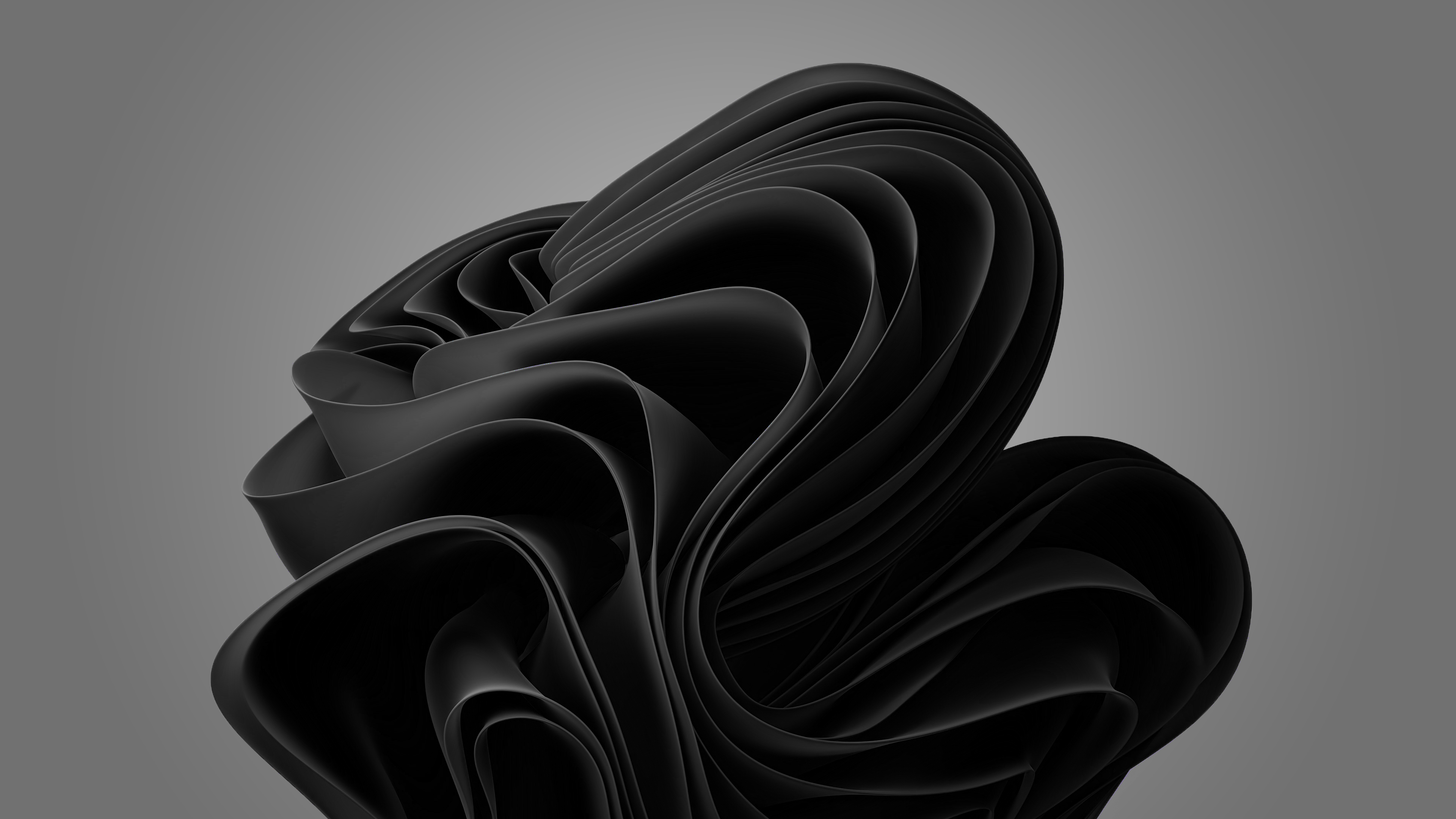 Abstract Black 3D Waves Wallpaper HD 4K - Aesthetic Dark Minimalist Background