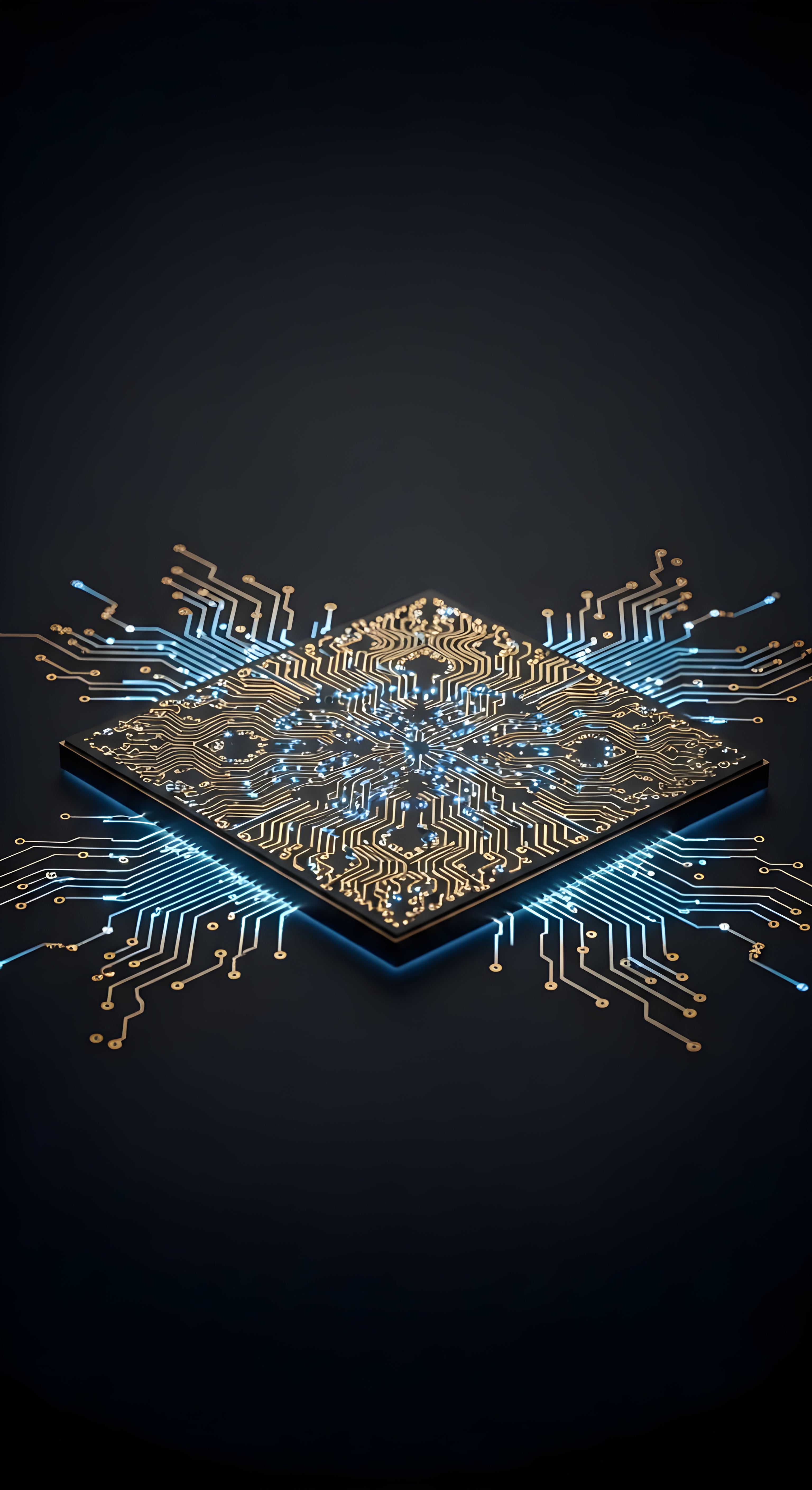 Futuristic CPU Microchip 4K Wallpaper - Aesthetic Tech Circuitry HD