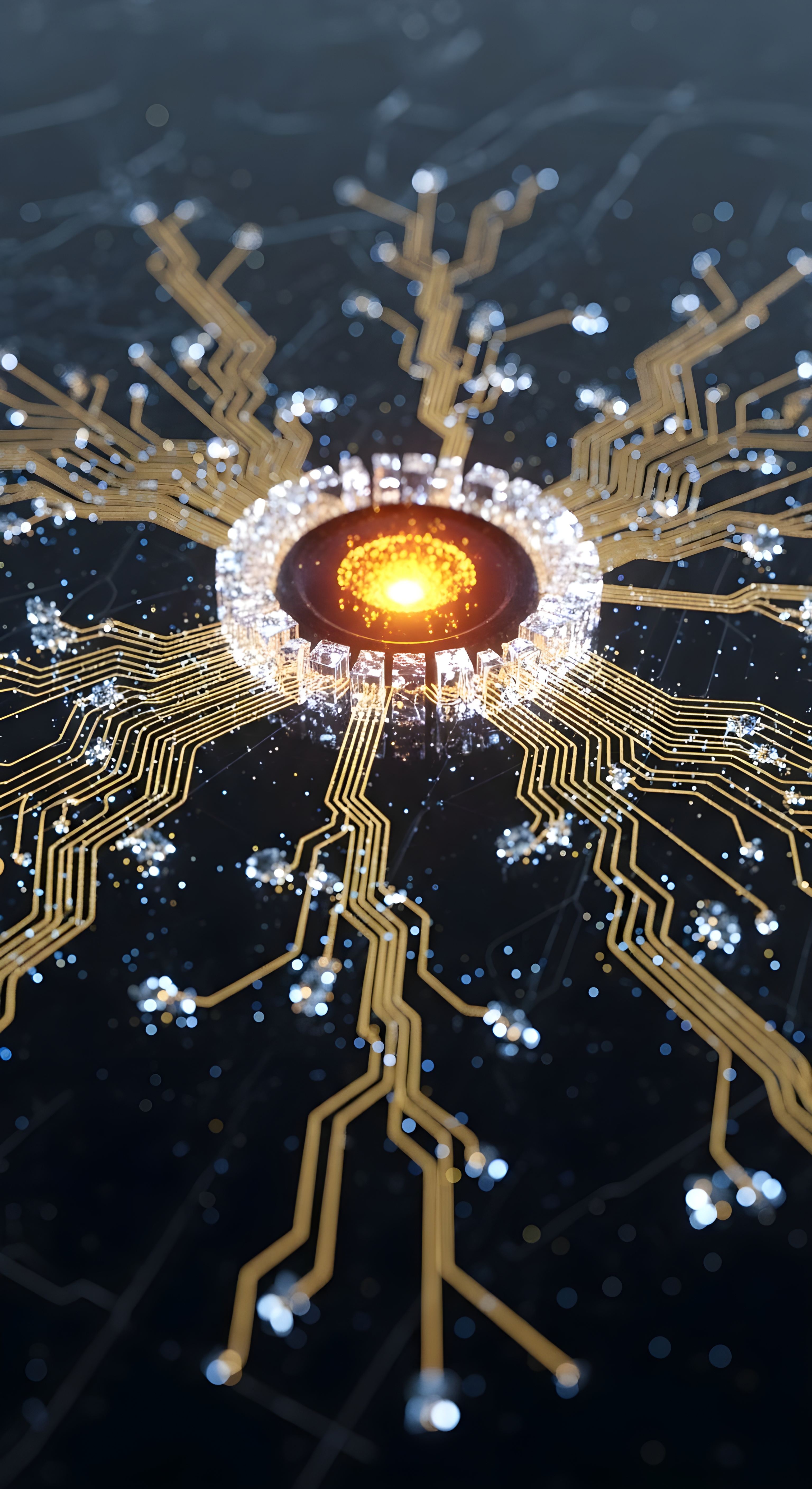 Futuristic AI Processor Core Wallpaper HD 4K Aesthetic Tech Background