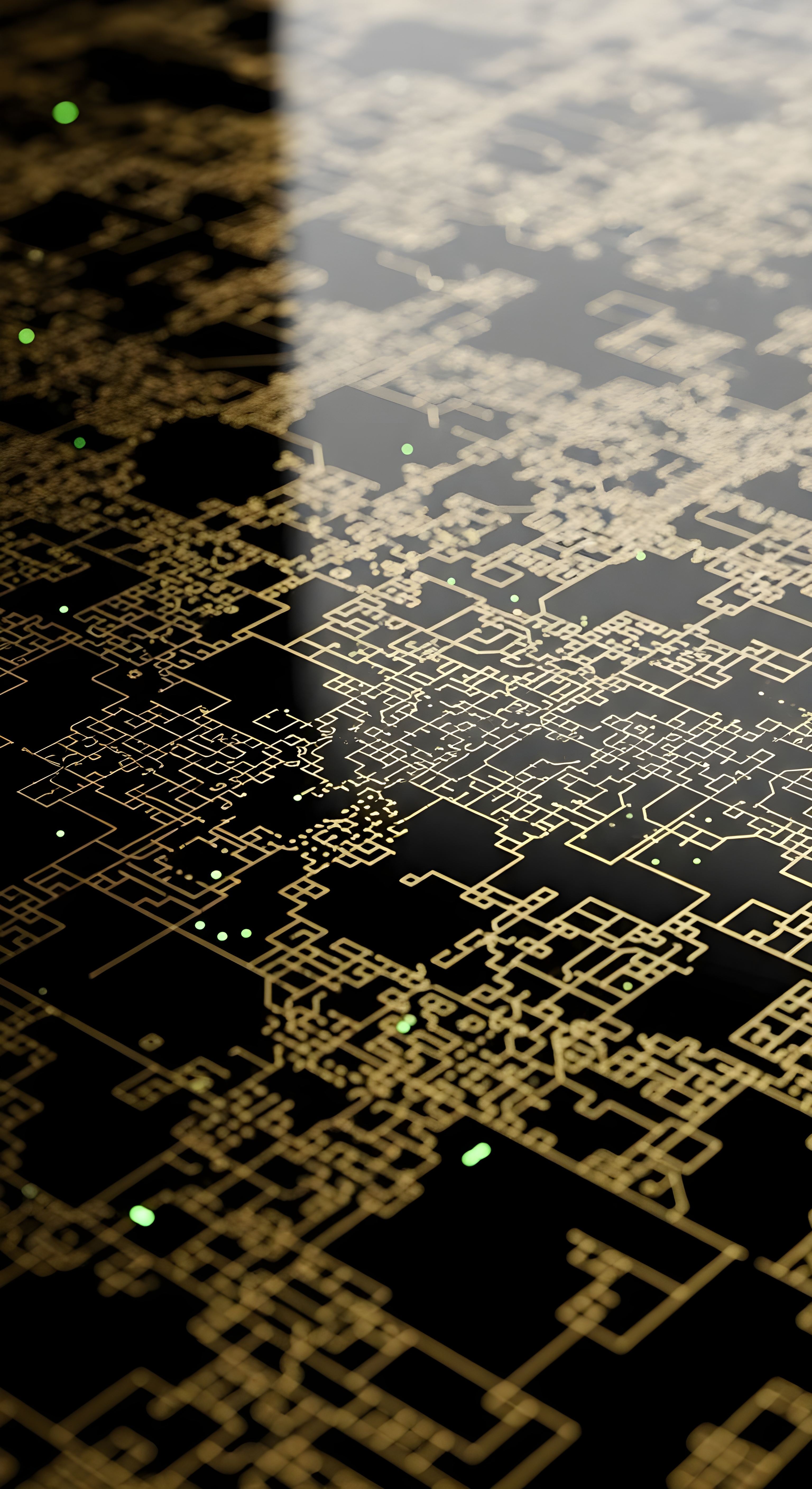 Gold Digital Circuit Board Wallpaper HD 4K Aesthetic Tech Background