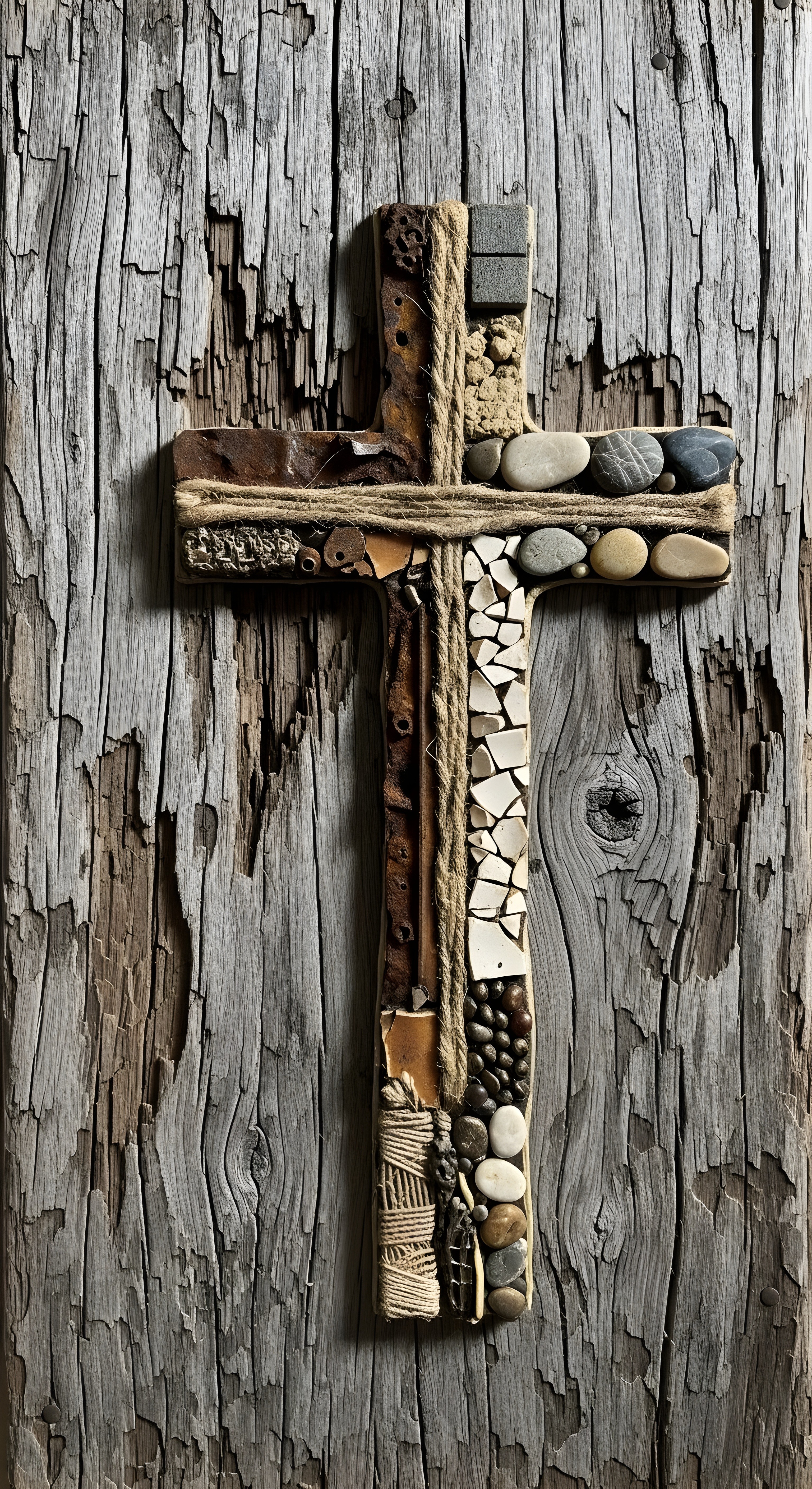 Rustic Cross Art Wallpaper HD 4K - Aesthetic Spiritual Background