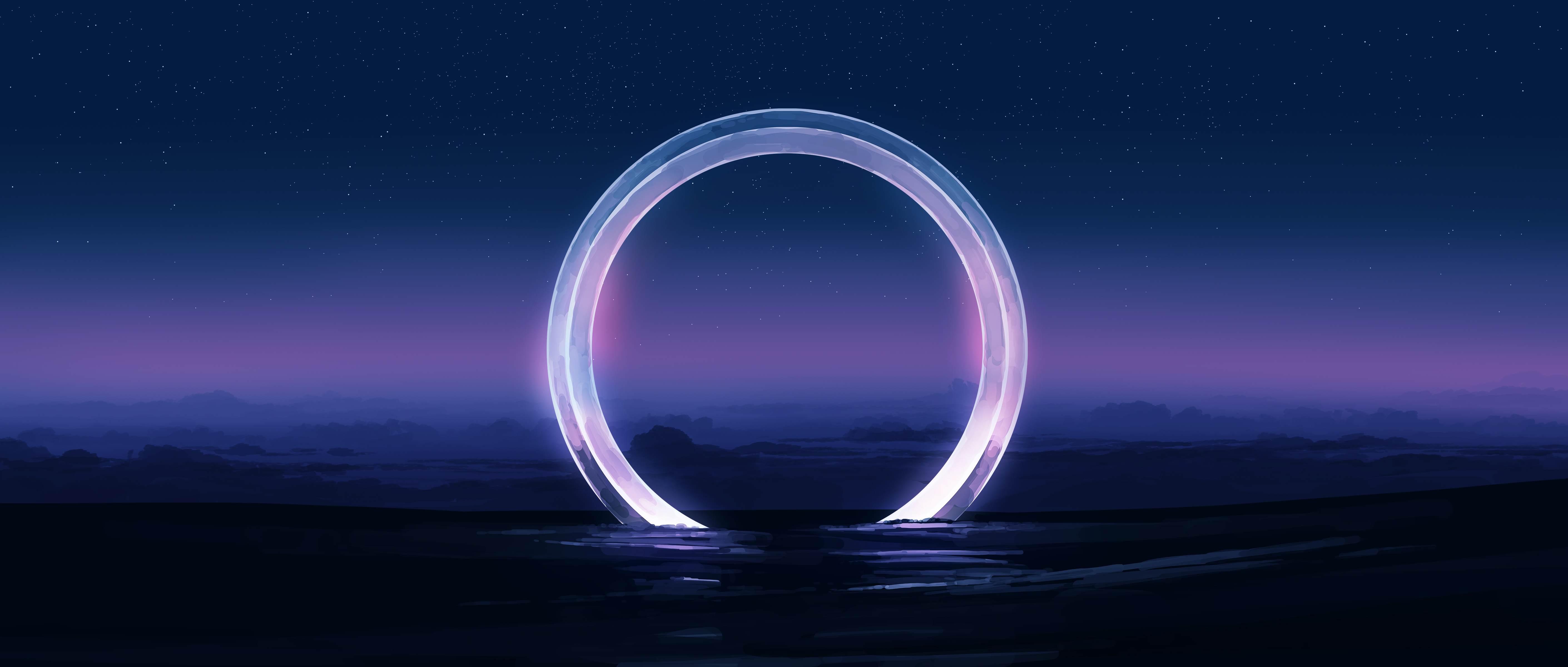 Aesthetic Glowing Ring Portal Wallpaper HD 4K - Cool Sci-Fi Art