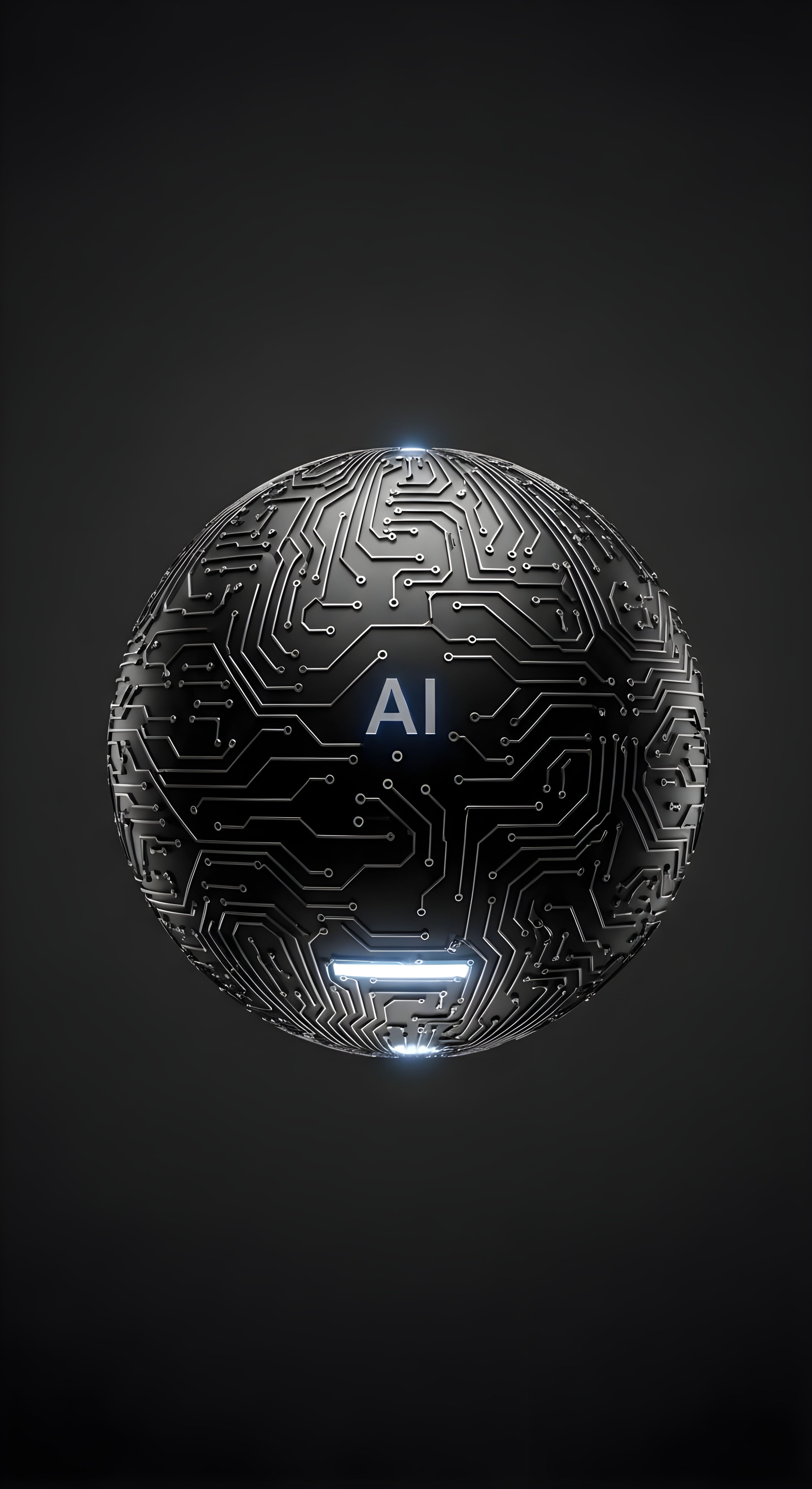 Cool Futuristic AI Circuit Board Sphere Wallpaper HD 4K Aesthetic