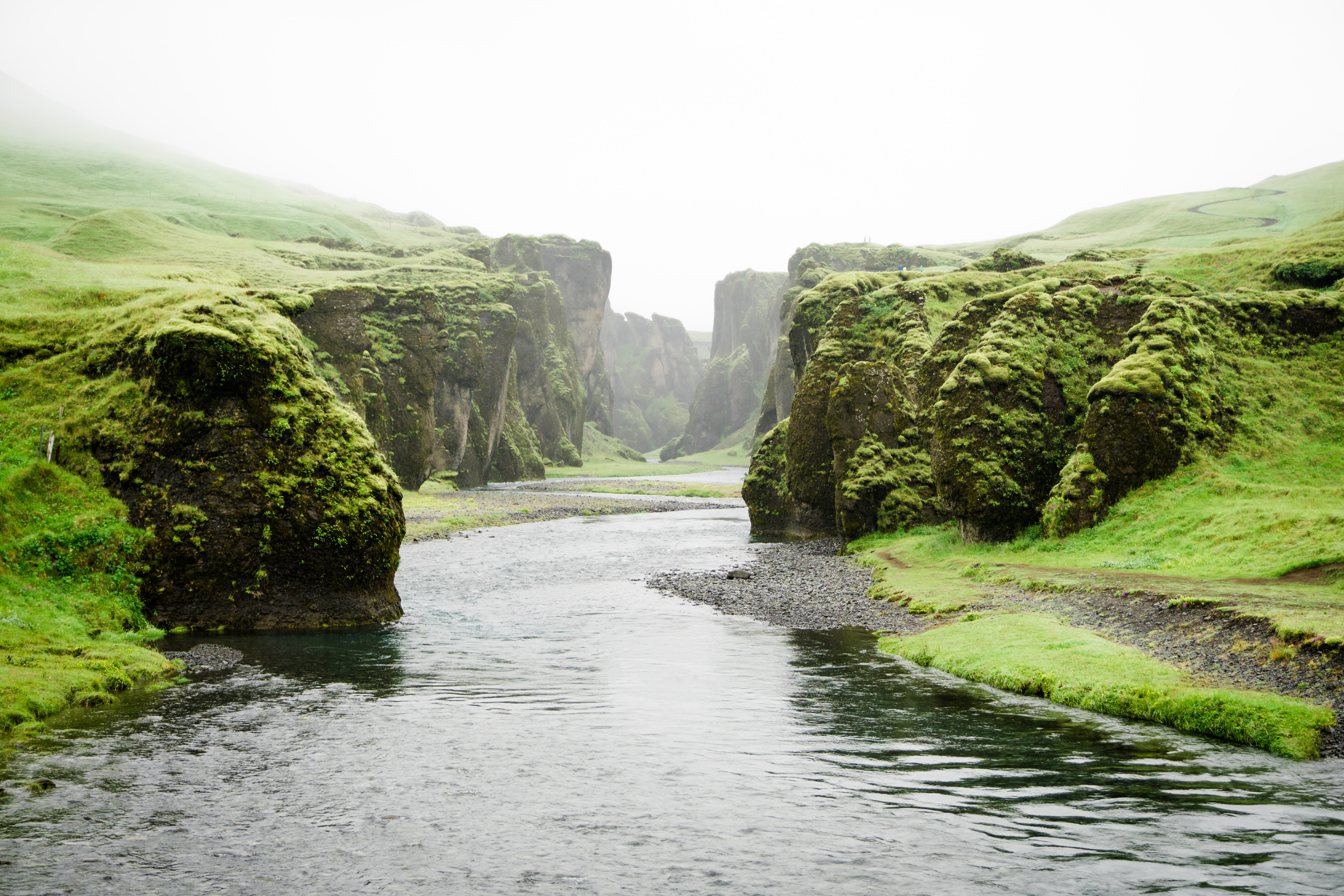 Scenic Iceland Canyon River Landscape Wallpaper HD 4K Aesthetic Nature