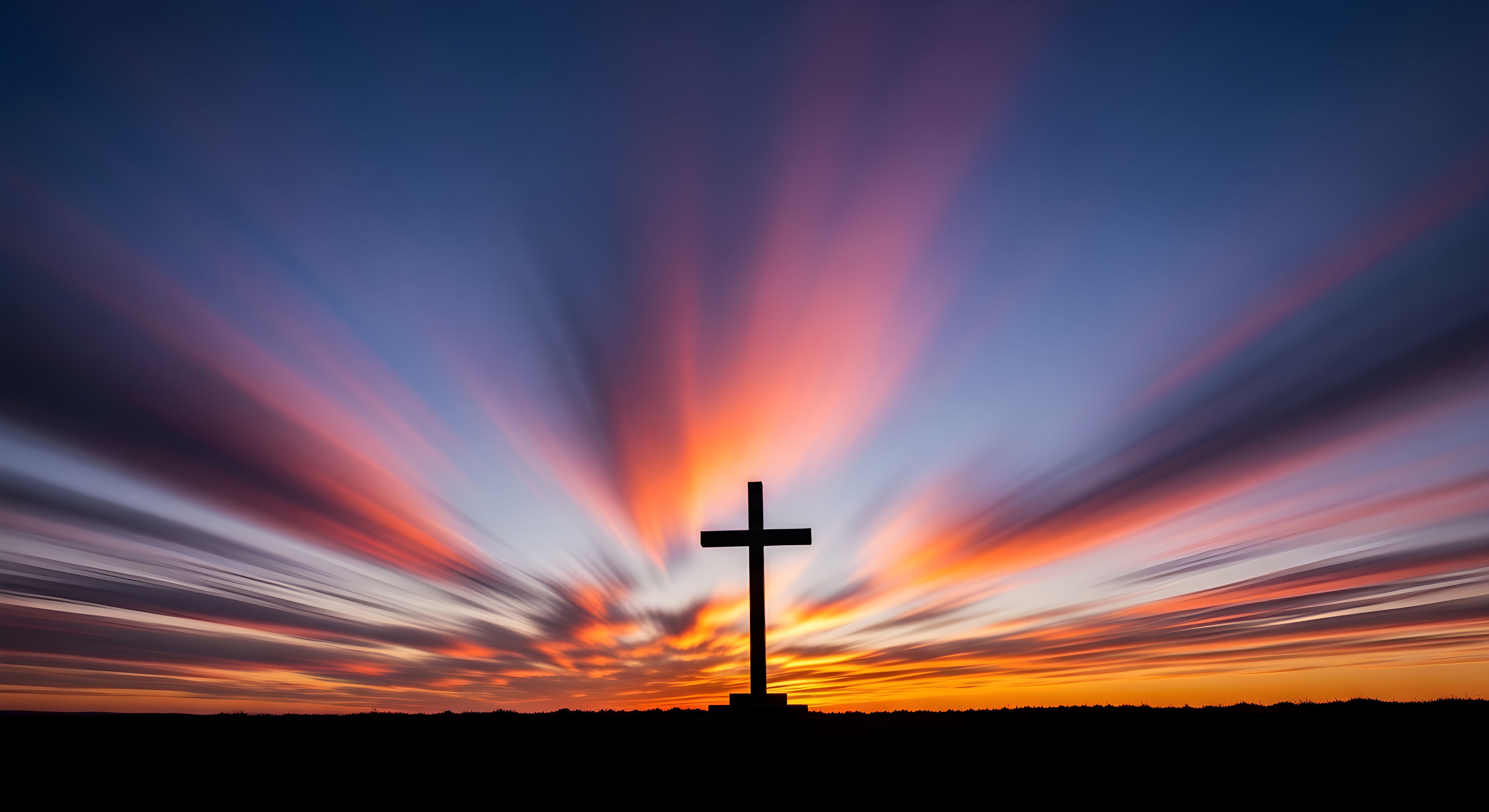 Aesthetic Christian Cross Sunset Wallpaper HD 4K - Spiritual Background