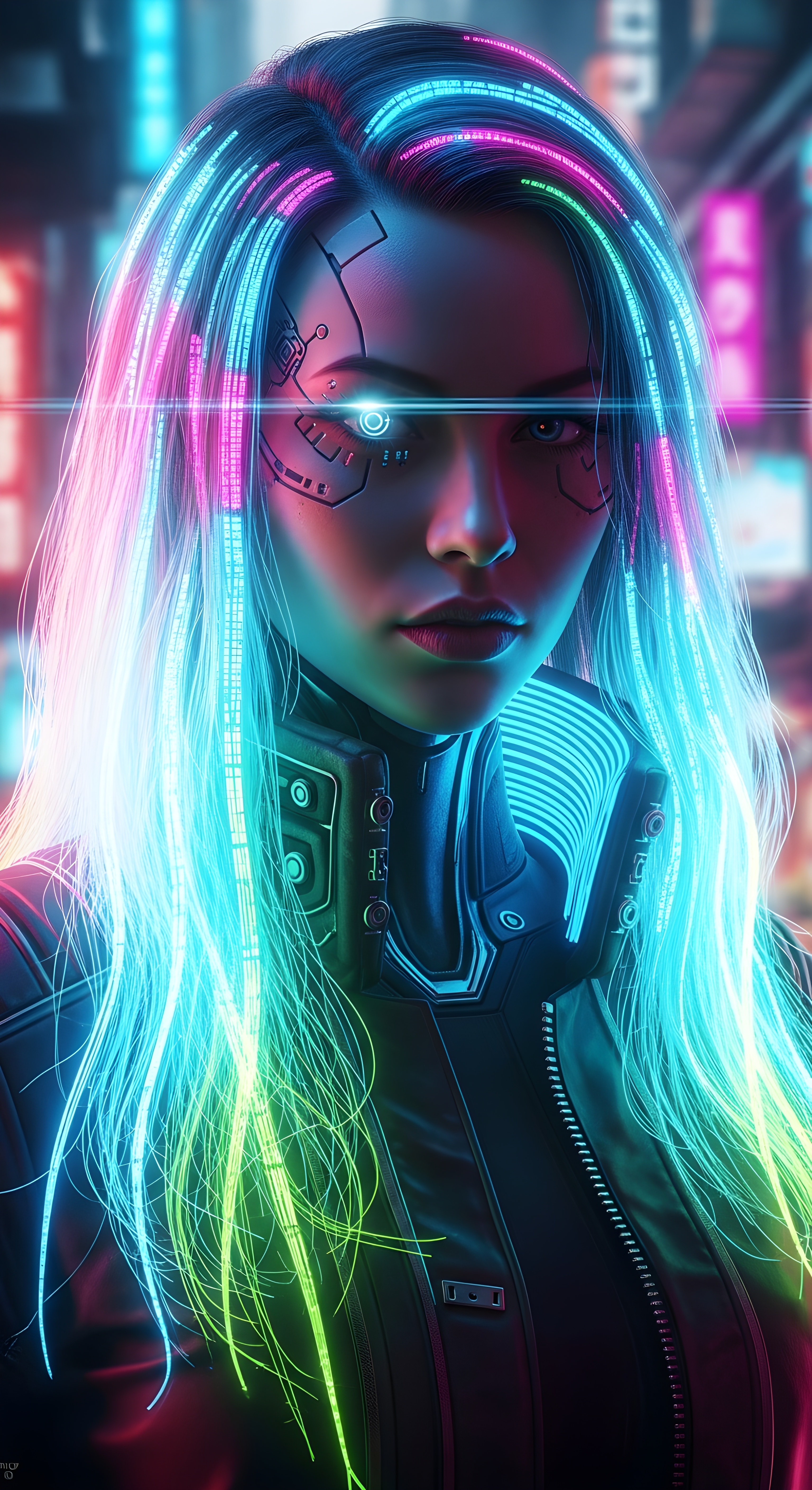 Cyberpunk Girl Aesthetic Wallpaper HD 4K Neon Futuristic Art