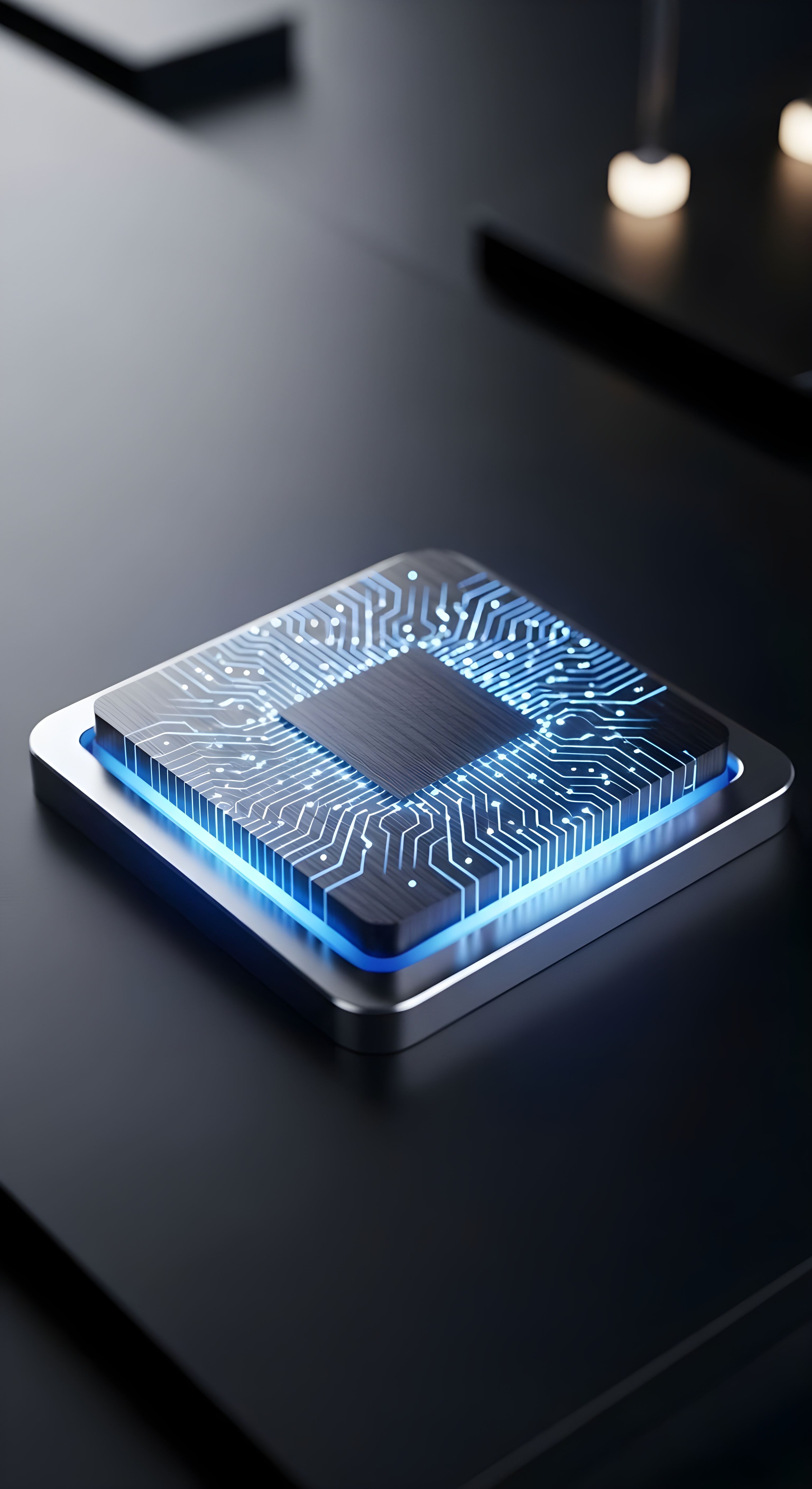 Futuristic AI Processor Chip Wallpaper HD 4K - Cool Tech Aesthetic