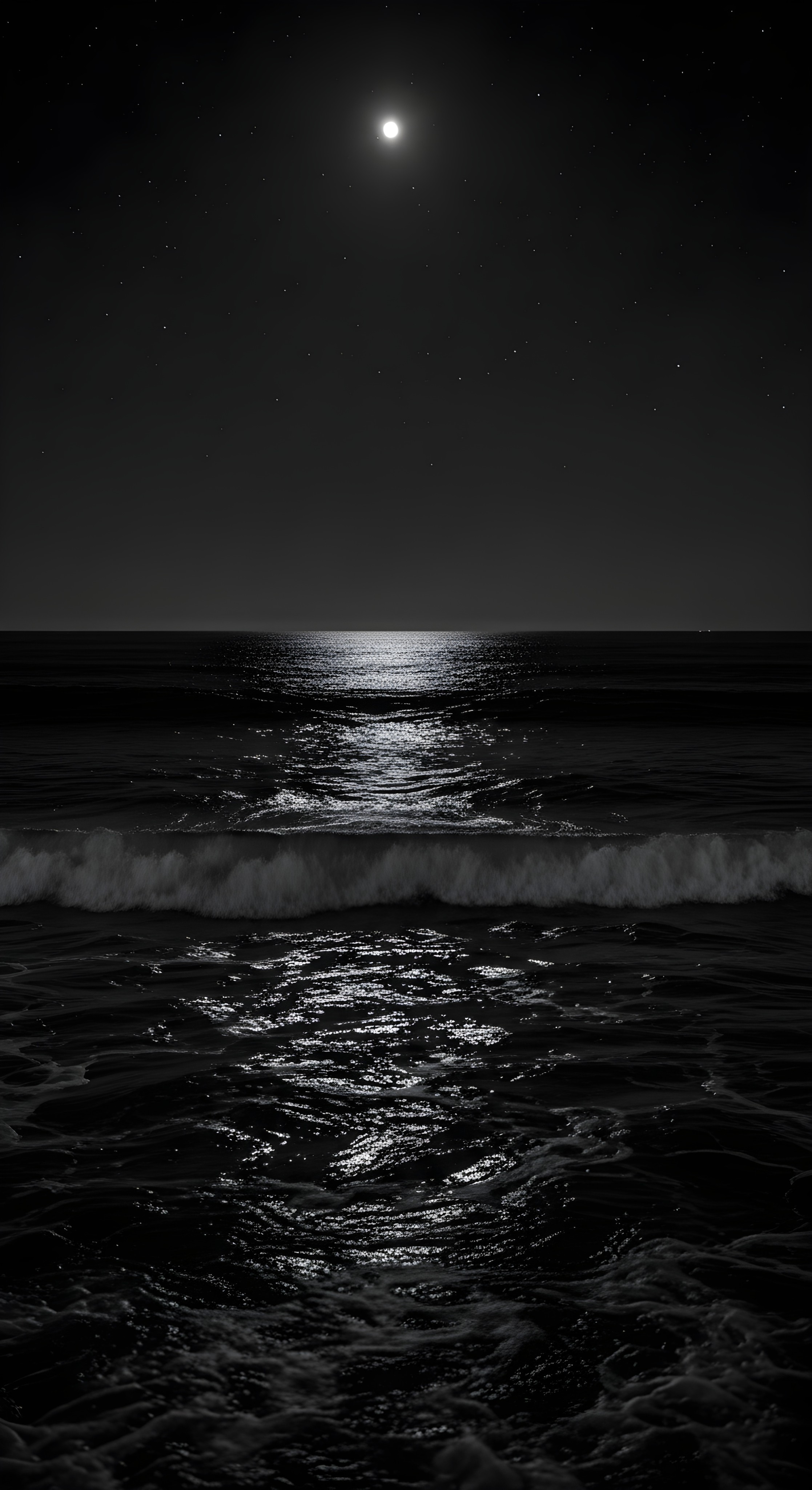 Aesthetic Moonlight Ocean Wallpaper HD 4K - Dark Night Sea Waves