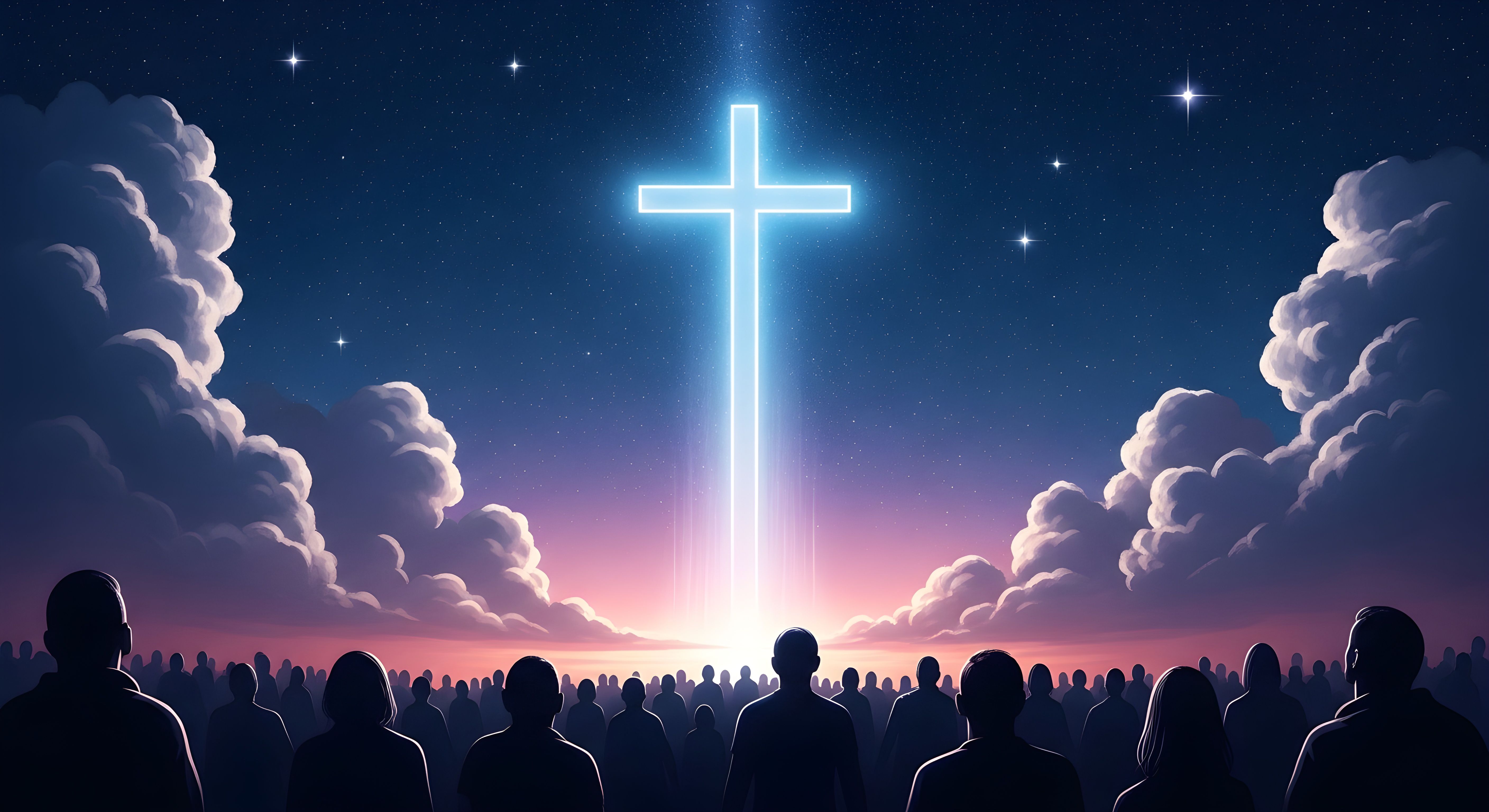 Glowing Cross Aesthetic Wallpaper HD 4K - Spiritual Faith Background