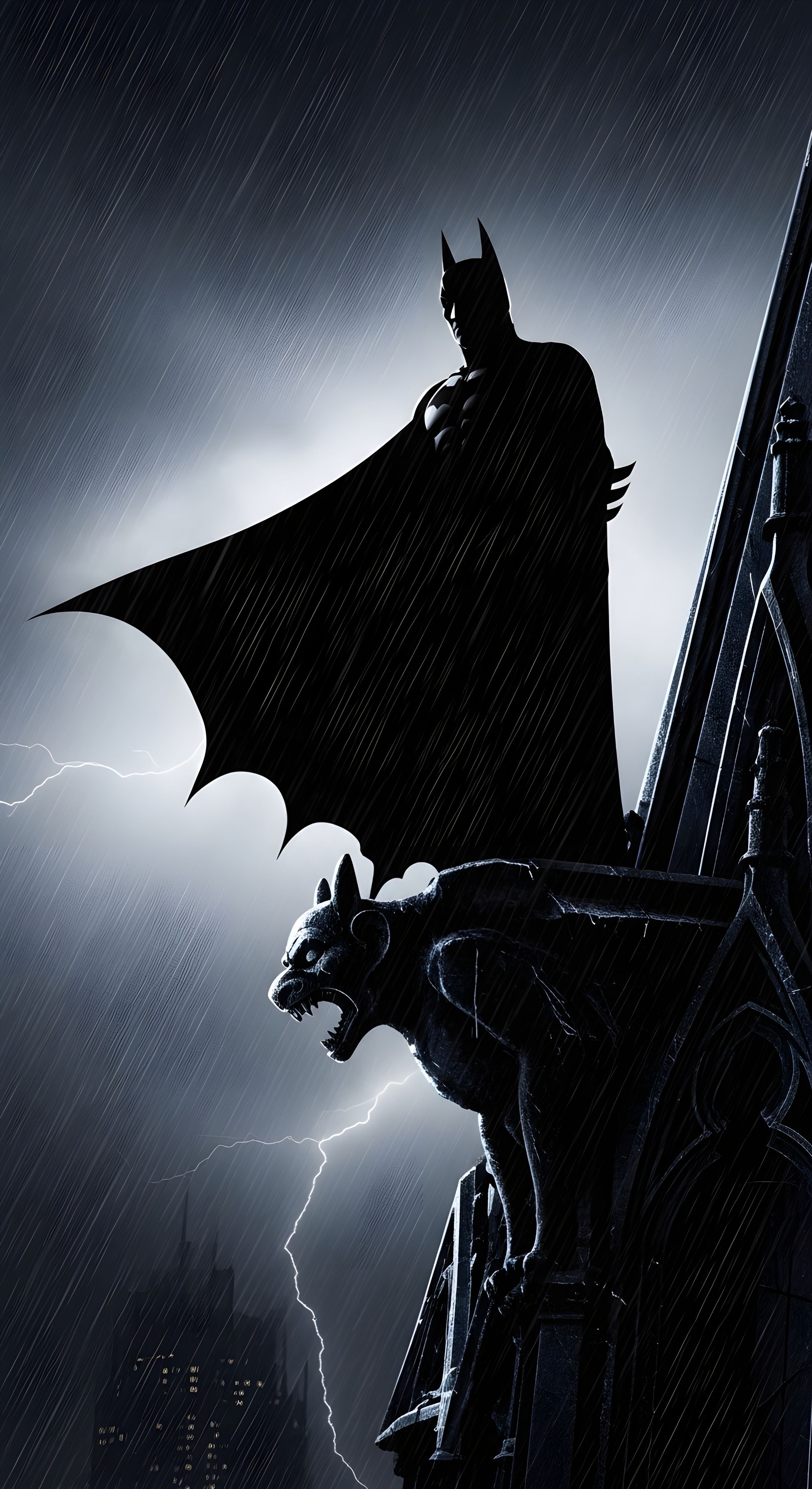 Batman Gargoyle Night Silhouette Wallpaper HD 4K Cool Aesthetic
