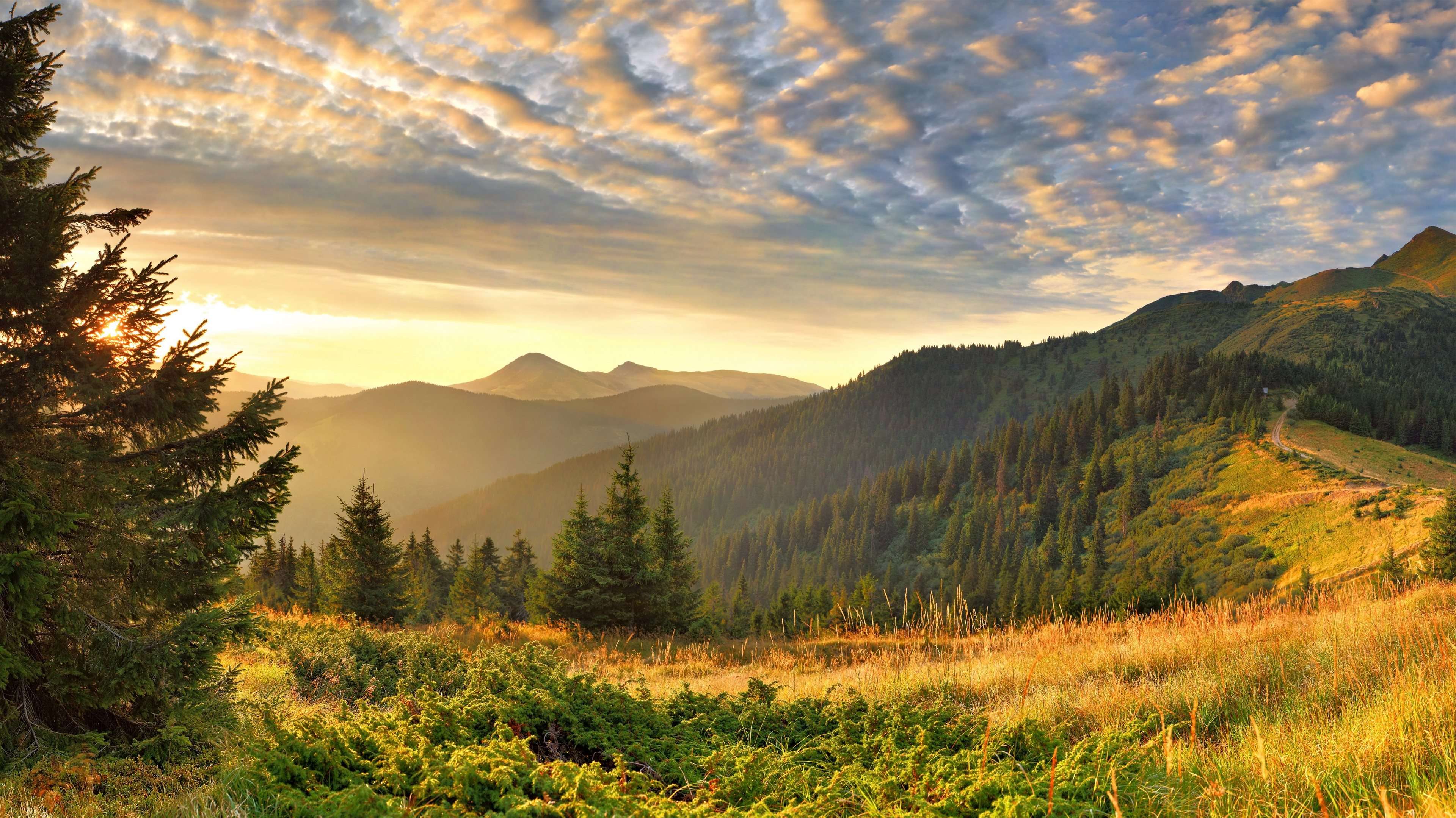 Majestic Mountain Sunset Landscape Wallpaper HD 4K Aesthetic Nature Scene