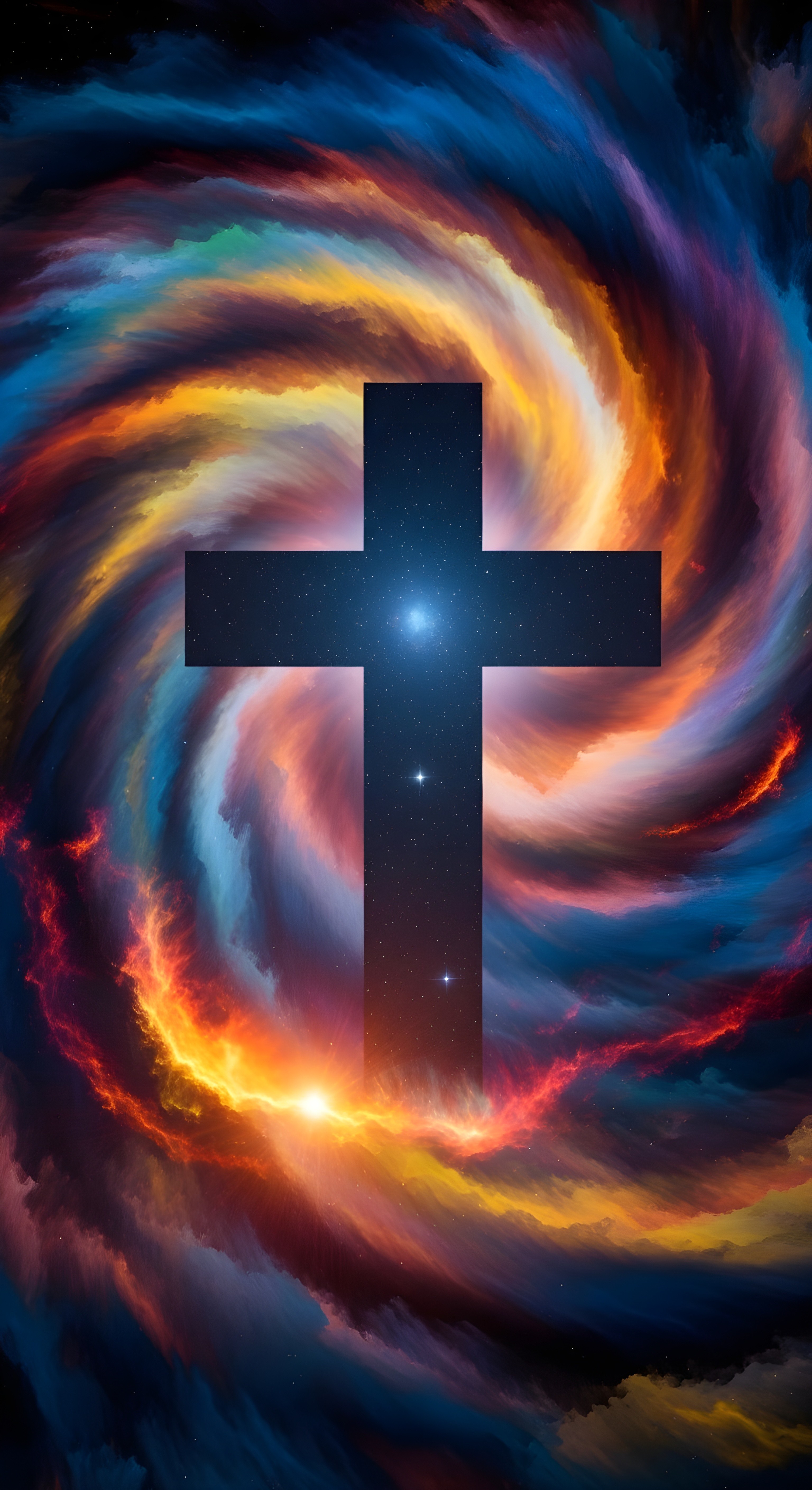 Aesthetic Cosmic Cross Wallpaper HD 4K - Spiritual Galaxy Background