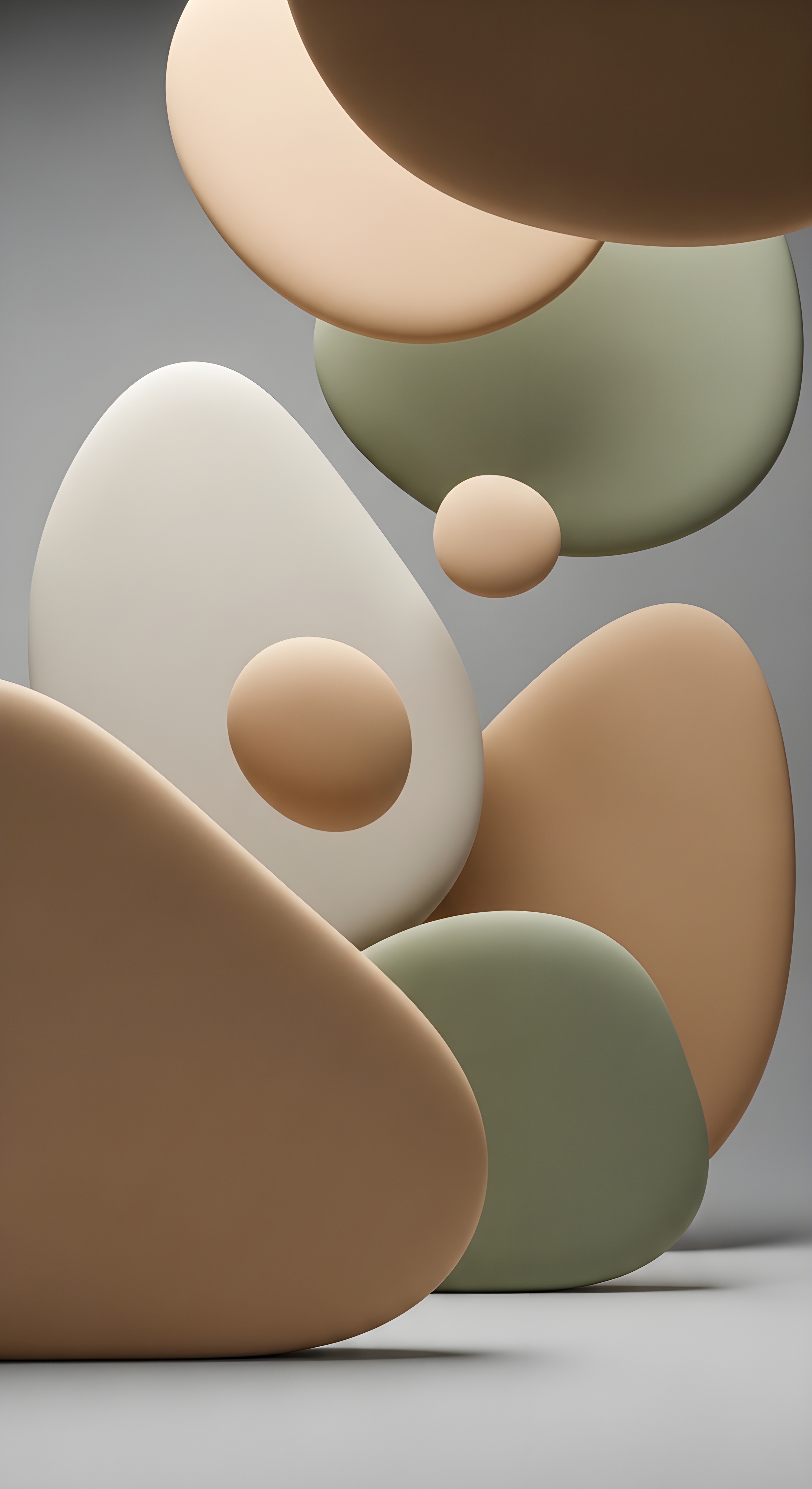 Minimalist 3D Abstract Pebble Wallpaper HD 4K - Aesthetic Earth Tones